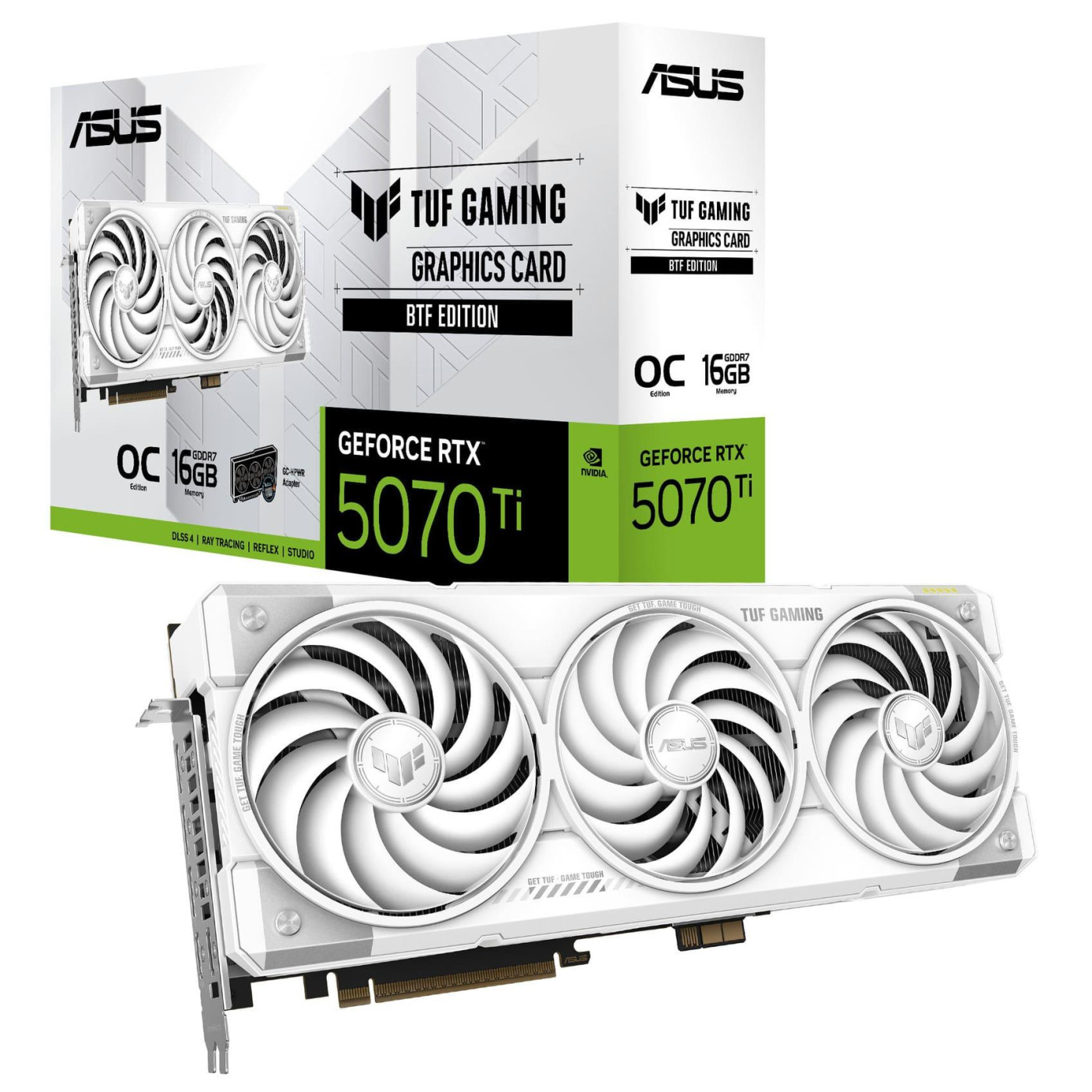 Відеокарта ASUS RTX 5070 Ti 16GB TUF Gaming OC Edition BTF WHITE (TUF-RTX5070TI-O16G-BTF-WHITE) (GDDR7, 256 bit, PCI-E v5.0 x16)