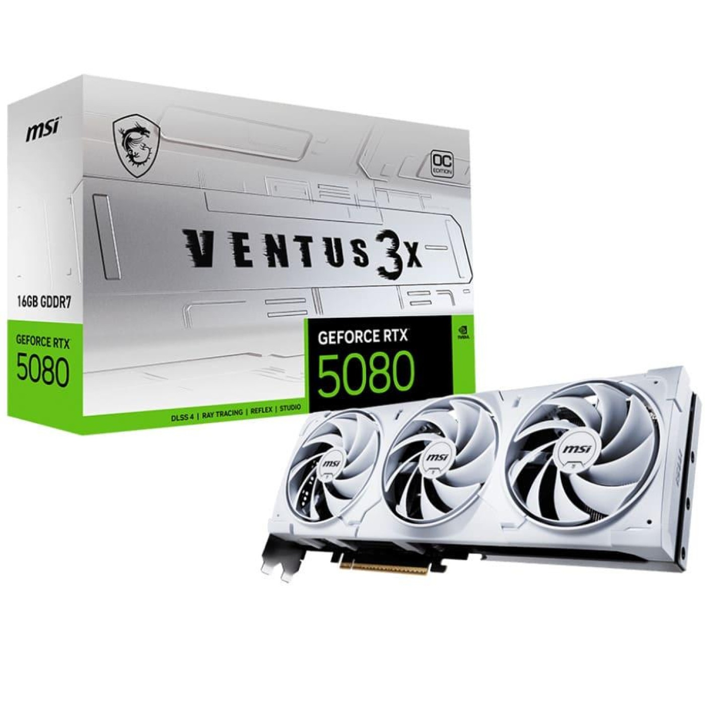 Відеокарта MSI RTX 5080 16G VENTUS 3X OC WHITE (RTX 5080 16G VENTUS 3X OC WHITE) (GDDR7, 256 bit, PCI-E v5.0 x16)