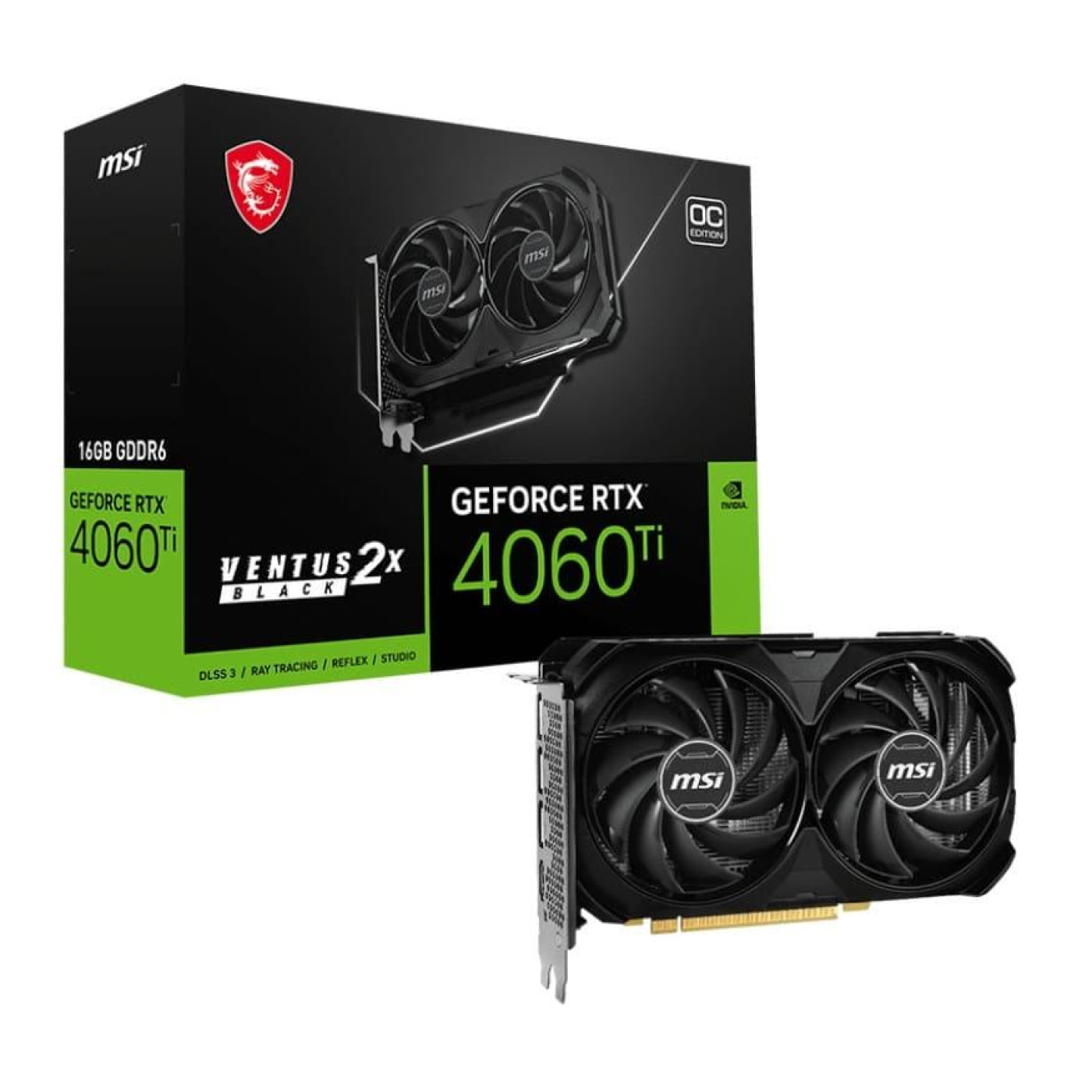 Видеокарта MSI RTX 4060 Ti 16Gb VENTUS 2X BLACK OC (RTX 4060 Ti VENTUS 2X BLACK 16G OC) (GDDR6, 128 bit, PCI-E v4.0)