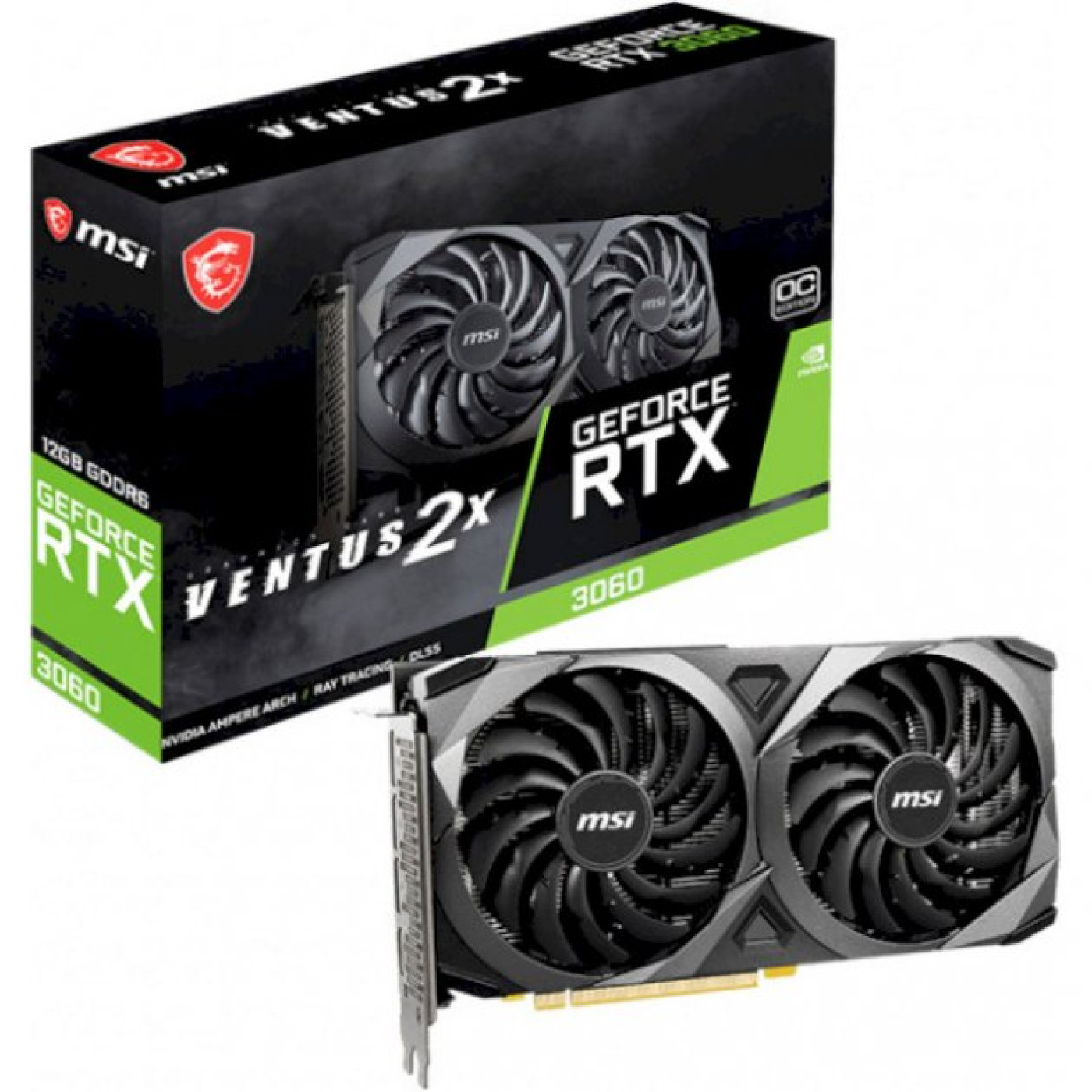 Відеокарта MSI RTX 3060 12Gb Ventus 2X (GeForce RTX 3060 VENTUS 2X 12G) (RTX 3060 VENTUS 2X 12G) (GDDR6, 192 bit, PCI-E v4.0) FR