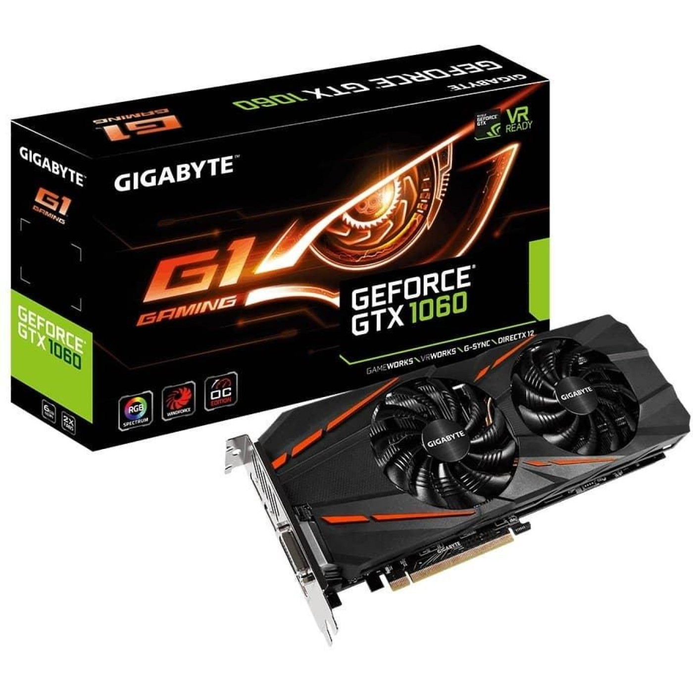 Видеокарта Gigabyte GTX 1060 6Gb Gaming G1 (GV-N1060G1 GAMING-6GD) (GDDR5, 192 bit, PCI-E 3.0 x16)