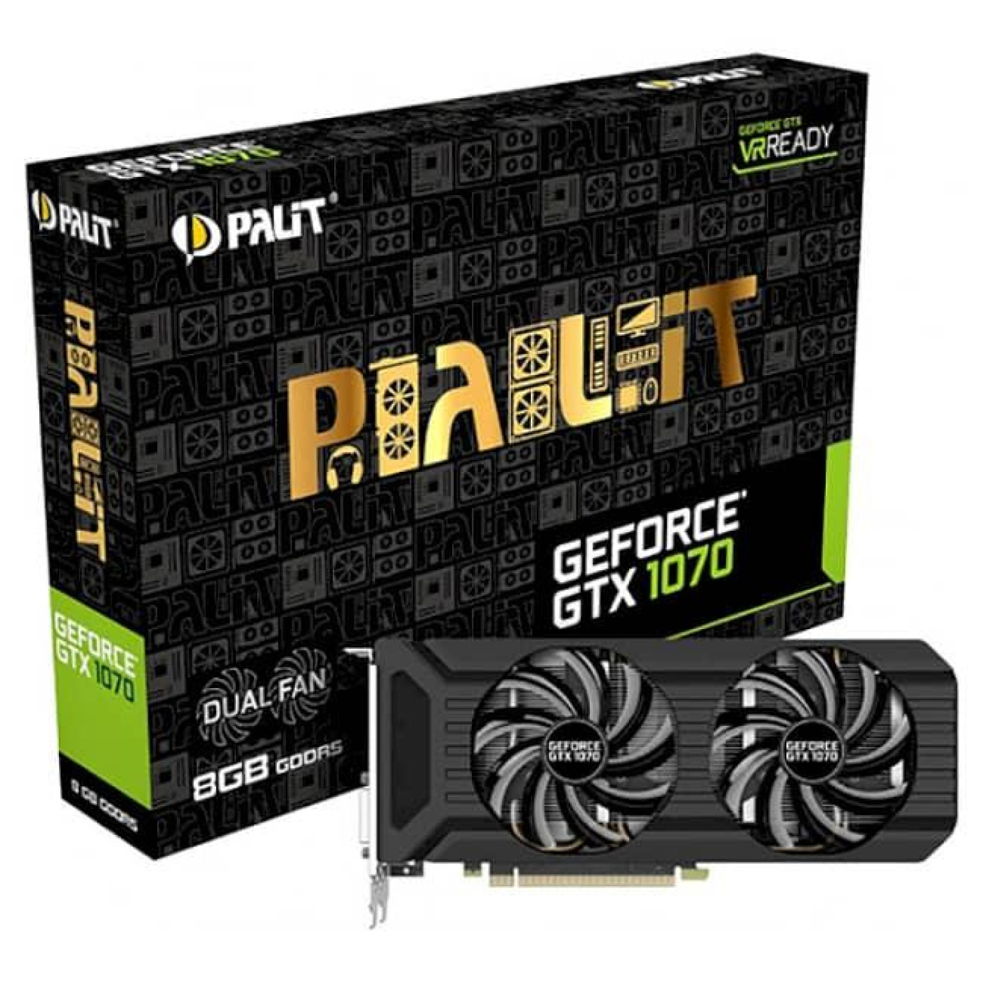 Видеокарта Palit GTX 1070 8Gb Dual (NE51070015P2-1043D) (GDDR5, 256 bit, PCI-E v3.0) Б/у