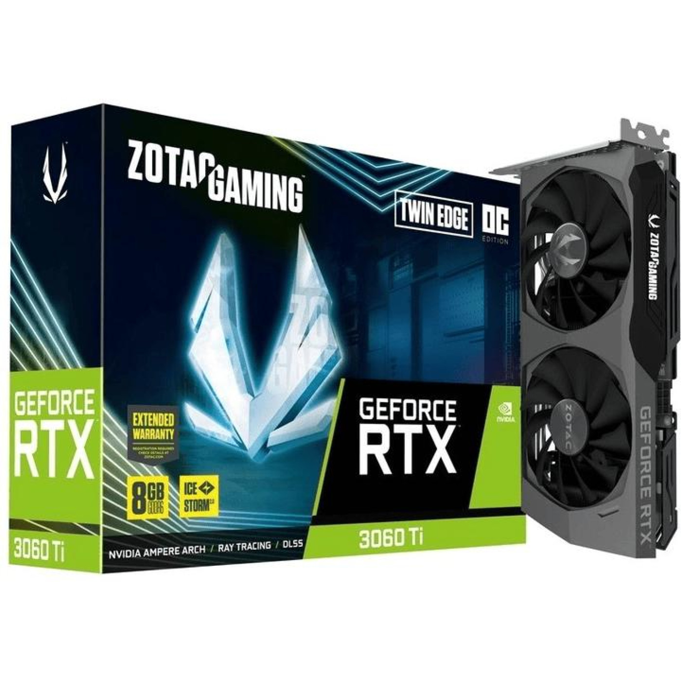 Відеокарта Zotac RTX 3060Ti 8Gb Gaming Twin Edge OC LHR (ZT-A30610H-10MLHR) (GDDR6, 256 bit, PCI-E v4.0 x16) Б/в