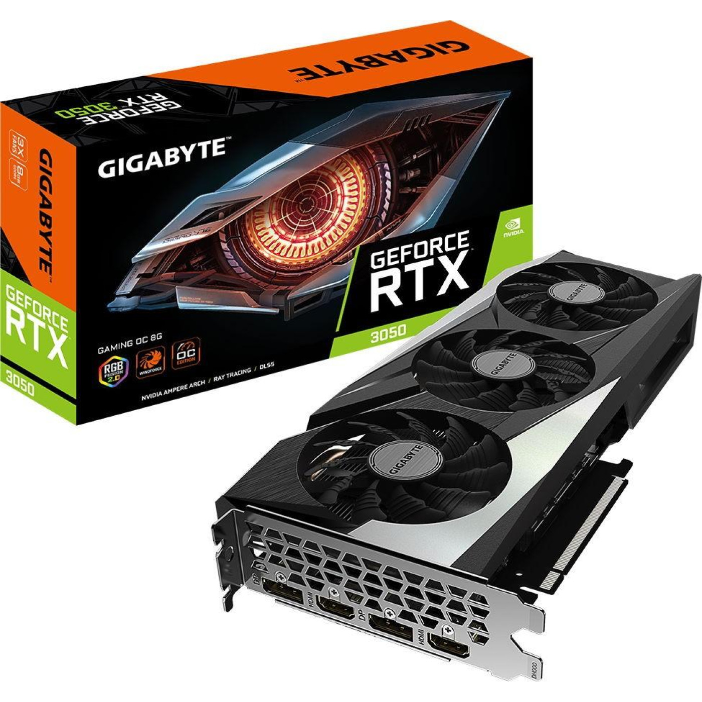 Відеокарта GIGABYTE RTX 3050 8Gb GAMING OC (GV-N3050GAMING OC-8GD) (GDDR6, 128 bit, PCI-E v4.0)