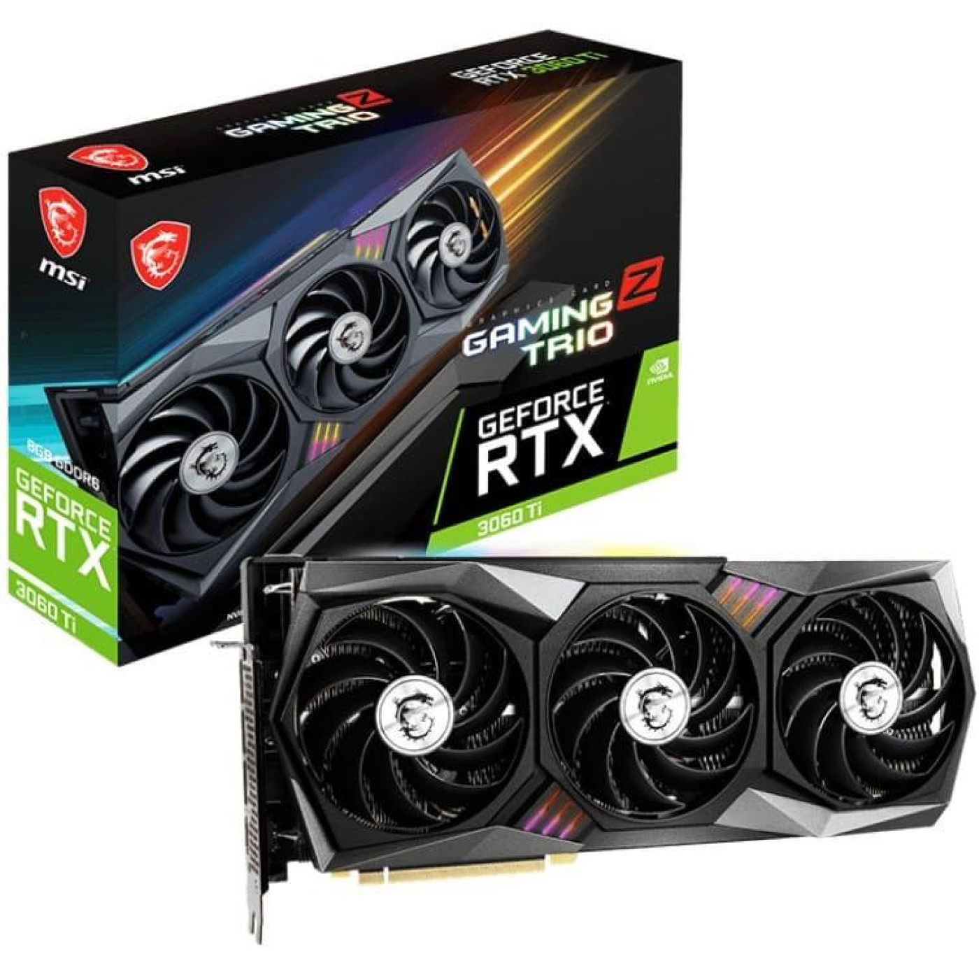 Відеокарта MSI RTX 3060Ti 8Gb Gaming Z Trio (RTX 3060 Ti GAMING Z TRIO 8G) (GDDR6, 256 bit, PCI-E v4.0 x16) Б/в