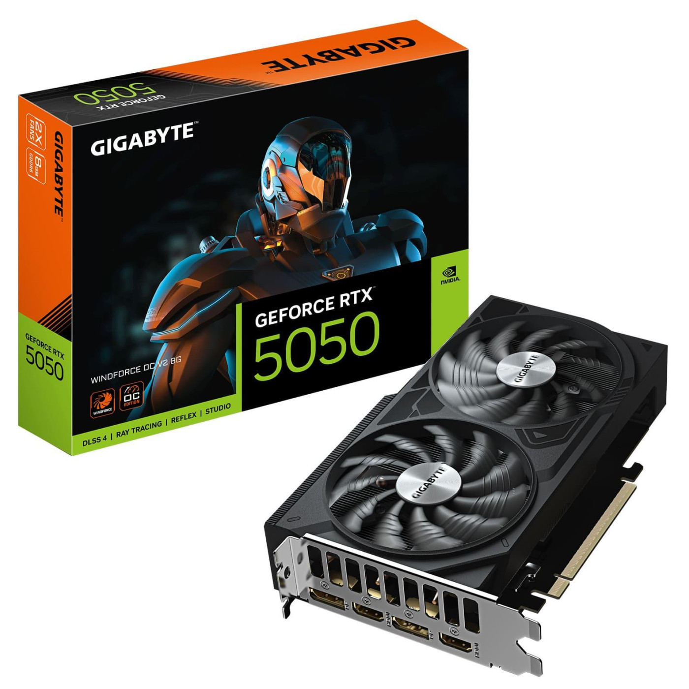 Видеокарта Gigabyte RTX 5050 8G WINDFORCE OC V2 (GV-N5050WF2OCV2-8GD) (GDDR6, 128 bit, PCI-E v5.0 x16)