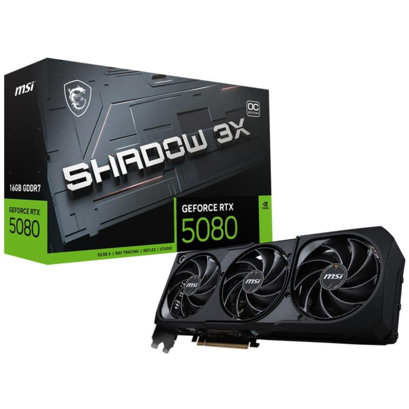 Відеокарта MSI RTX 5080 16G SHADOW 3X OC Bulk (G5080-16S3C) (RTX 5080 16G SHADOW 3X OC BULK) (GDDR7, 256 bit, PCI-E v5.0 x16)