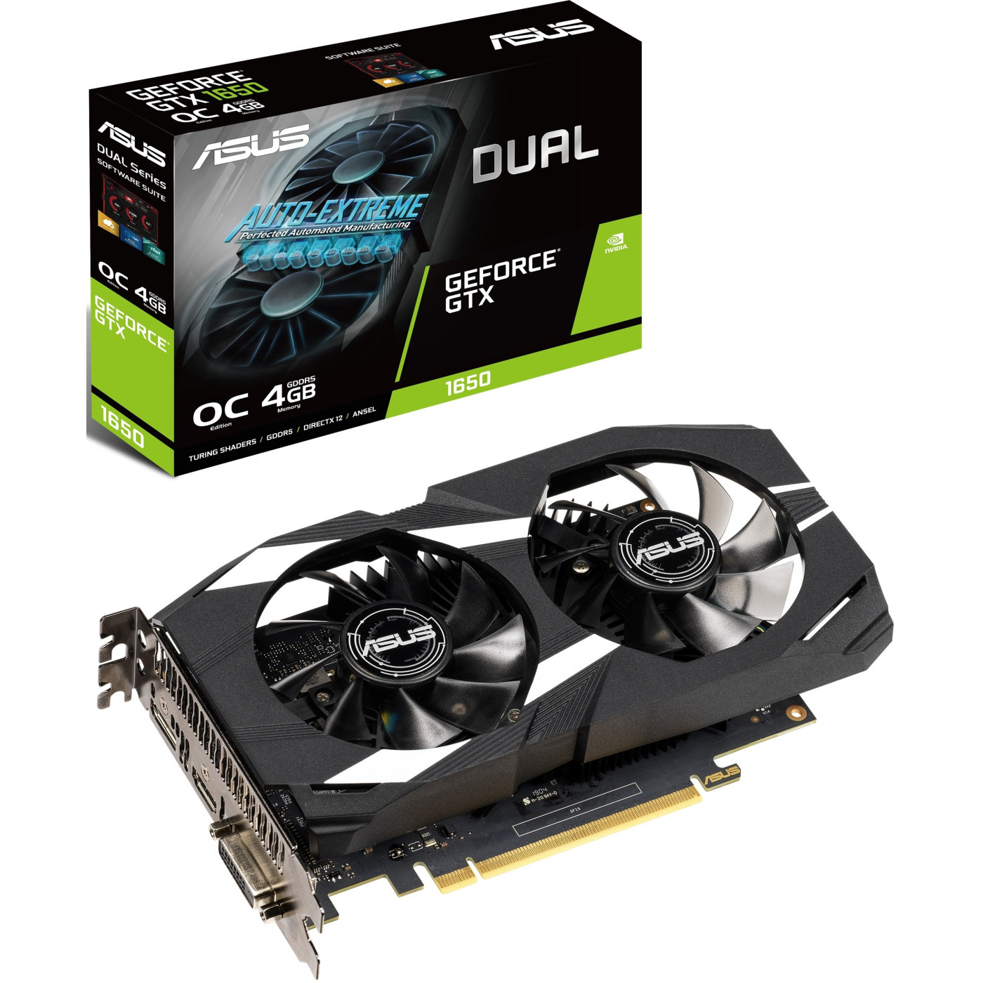 Видеокарта ASUS GTX 1650 4Gb OC (DUAL-GTX1650-O4G) (GDDR5, 128 bit, PCI-E 3.0 x16)