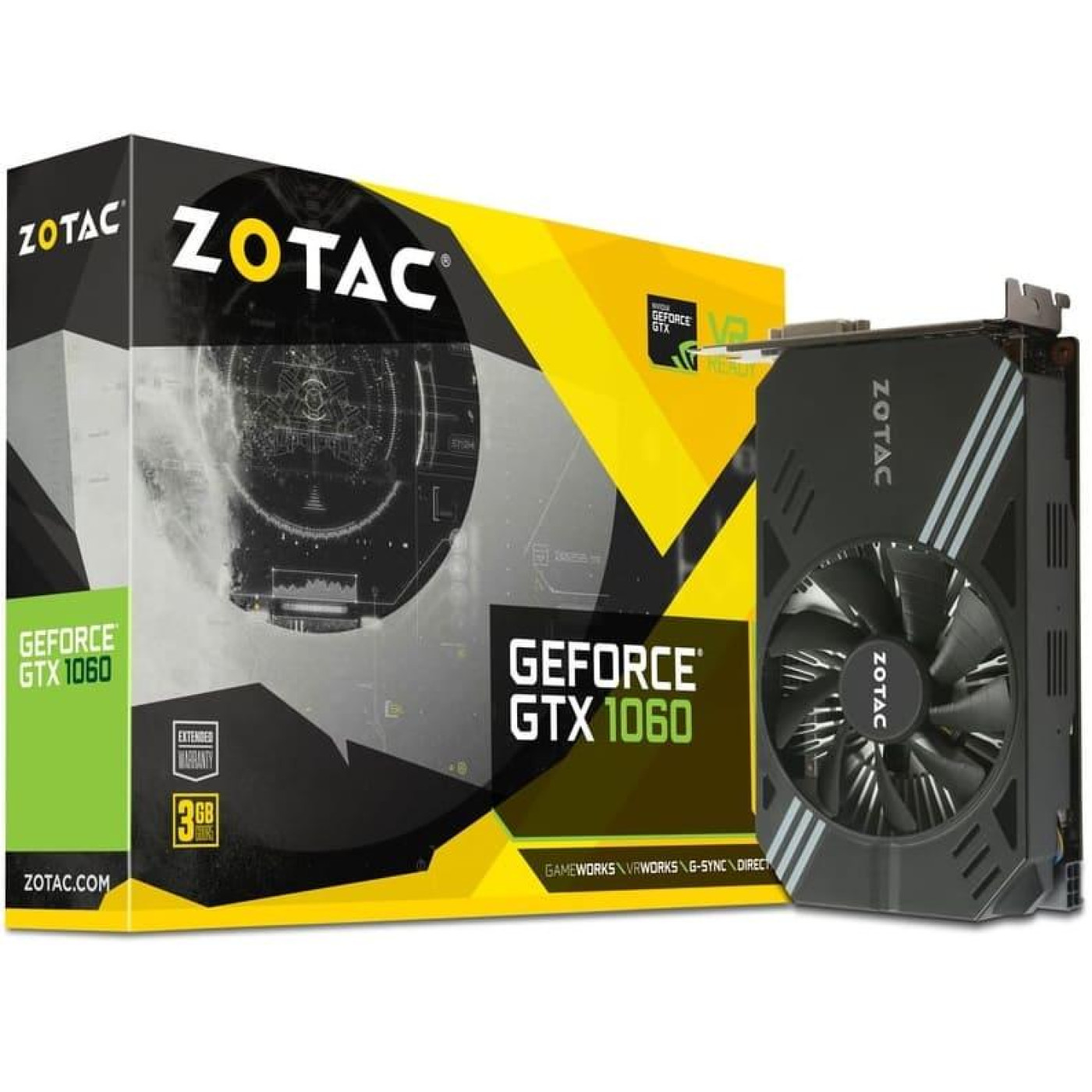 Видеокарта Zotac GTX 1060 3Gb (ZT-P10610A-10L) (GDDR5, 192 bit, PCI-E v3.0) Б/у