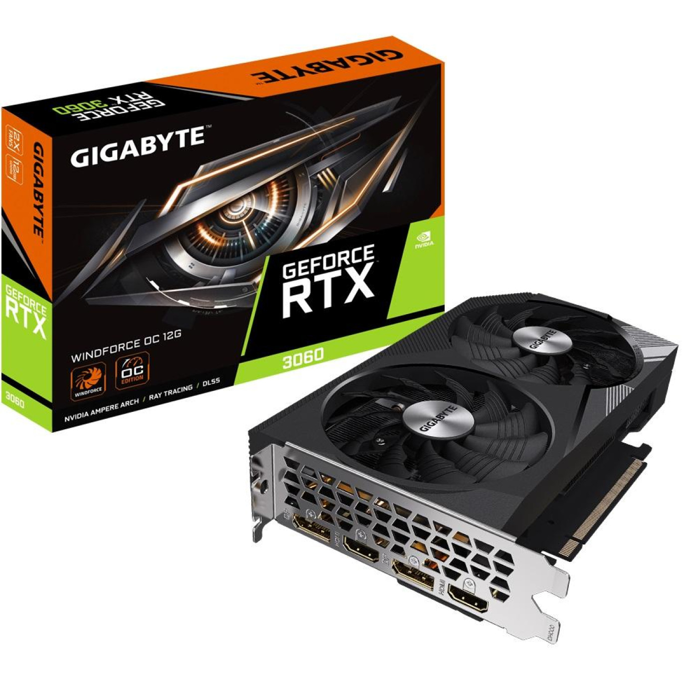 Відеокарта Gigabyte RTX 3060 12Gb WINDFORCE OC (GV-N3060WF2OC-12GD) (GDDR6, 192 bit, PCI-E v4.0) Б/в