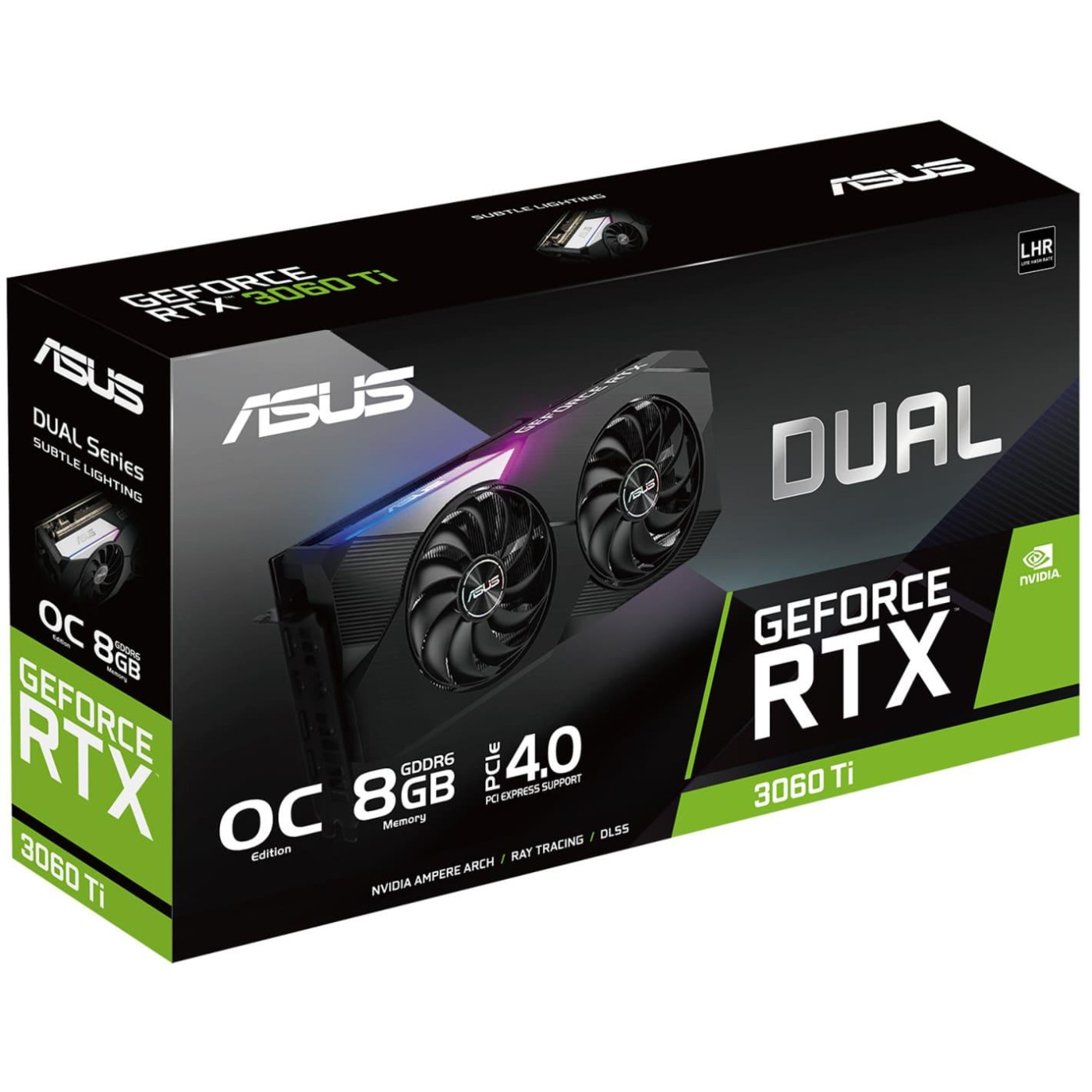 Видеокарта ASUS RTX 3060Ti 8GB Dual V2 OC LHR (DUAL-RTX3060TI-O8G-V2) (GDDR6, 256 bit, PCI-E v4.0 x16) Б/у