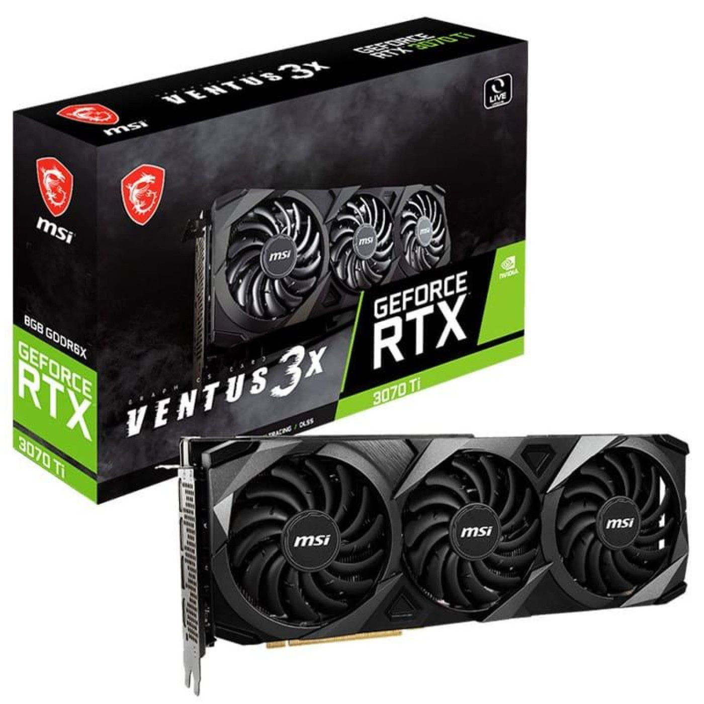 Відеокарта MSI RTX 3070Ti Ventus 3X 8G OC (RTX 3070 Ti VENTUS 3X 8G OC) (GDDR6X, 256 bit, PCI-E v4.0) Б/в