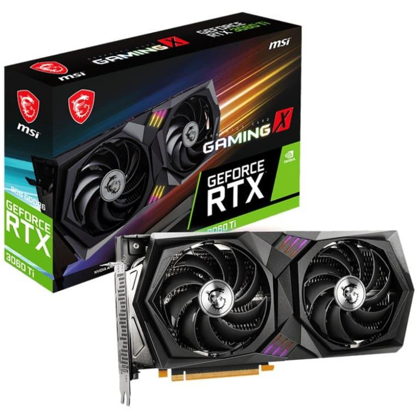 Відеокарта MSI RTX 3060Ti 8GB Gaming X LHR (RTX 3060 Ti GAMING X 8G LHR) (GDDR6, 256 bit, PCI-E v4.0 x16) Б/в