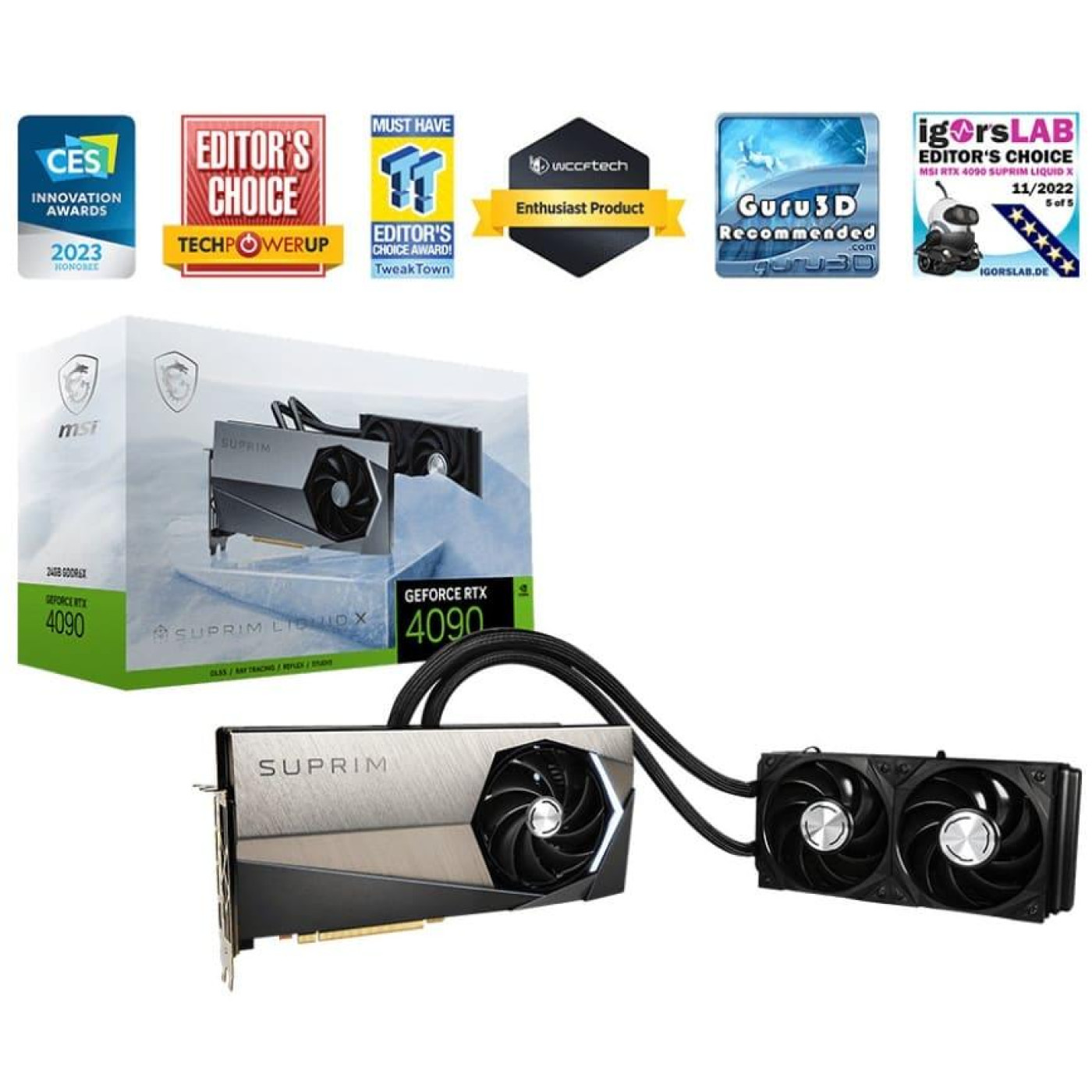 Відеокарта MSI RTX 4090 24GB SUPRIM LIQUID X (RTX 4090 SUPRIM LIQUID X 24G) (GDDR6X, 384 bit, PCI-E v4.0 x16) FR