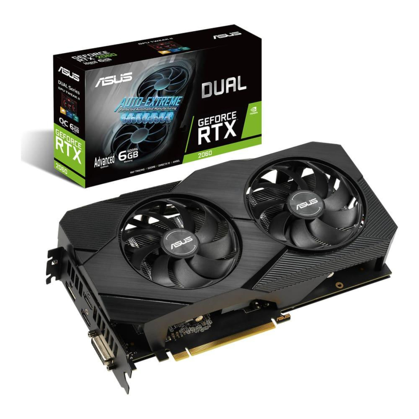 Видеокарта ASUS RTX 2060 6Gb Dual Evo Advanced Edition (DUAL-RTX2060-A6G-EVO) (GDDR6, 192 bit, PCI-E 3.0 x16) Б/у