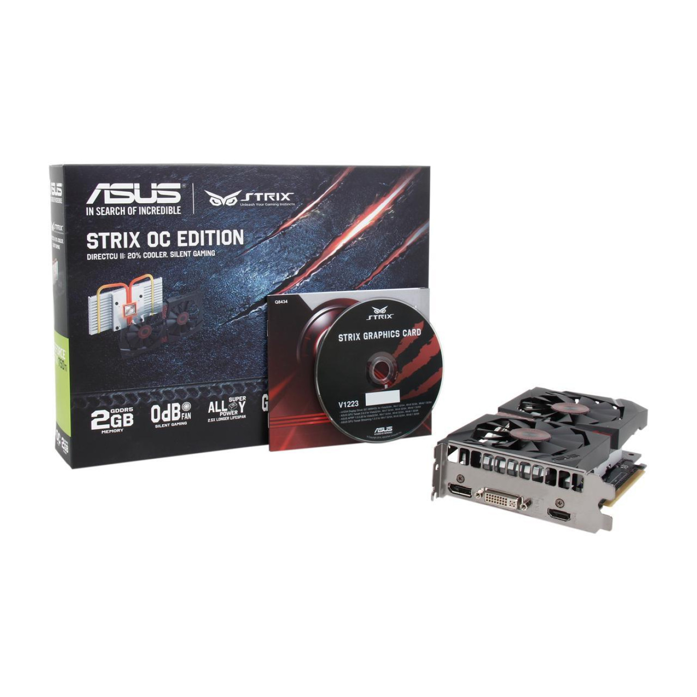 Видеокарта ASUS GTX 750Ti 2Gb Strix OC (STRIX-GTX750TI-OC-2GD5) (GDDR5, 128 bit, PCI-E 3.0 x16) Б/у