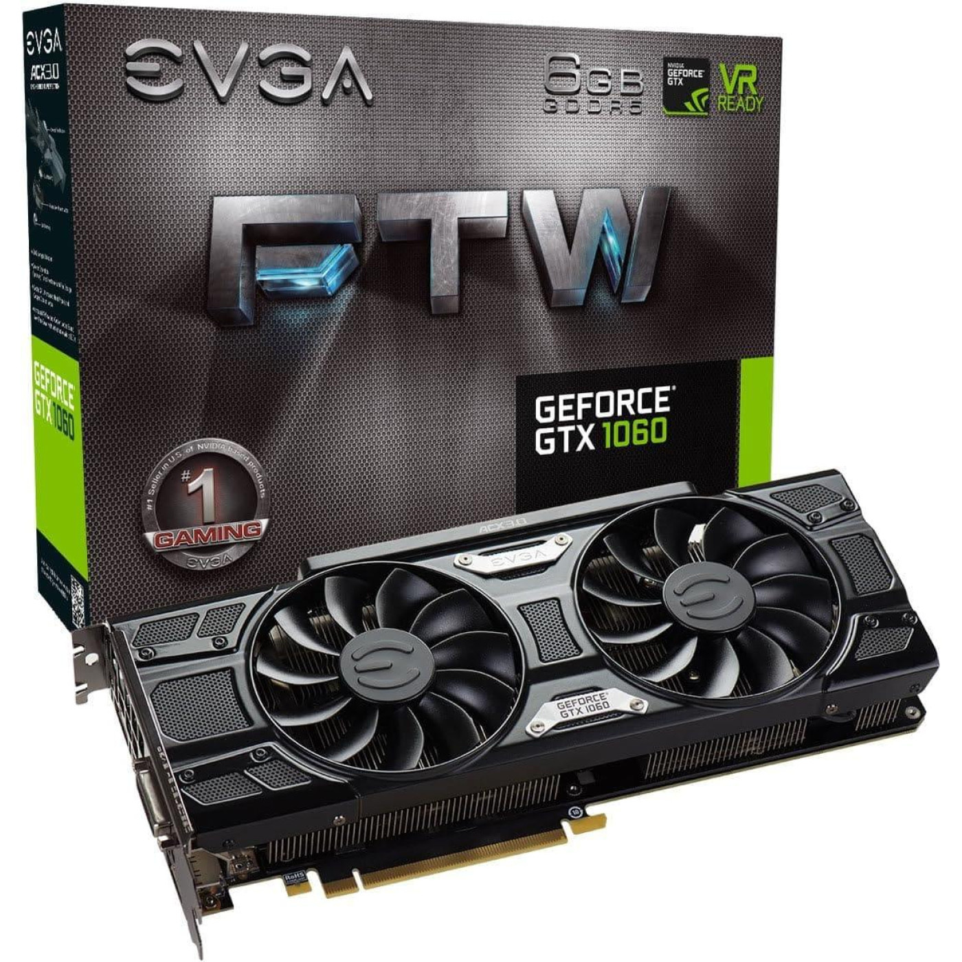 Видеокарта EVGA GTX 1060 6Gb FTW Gaming ACX 3.0 (06G-P4-6268-KR) (GDDR5, 192 bit, PCI-E 3.0 x16) Б/у