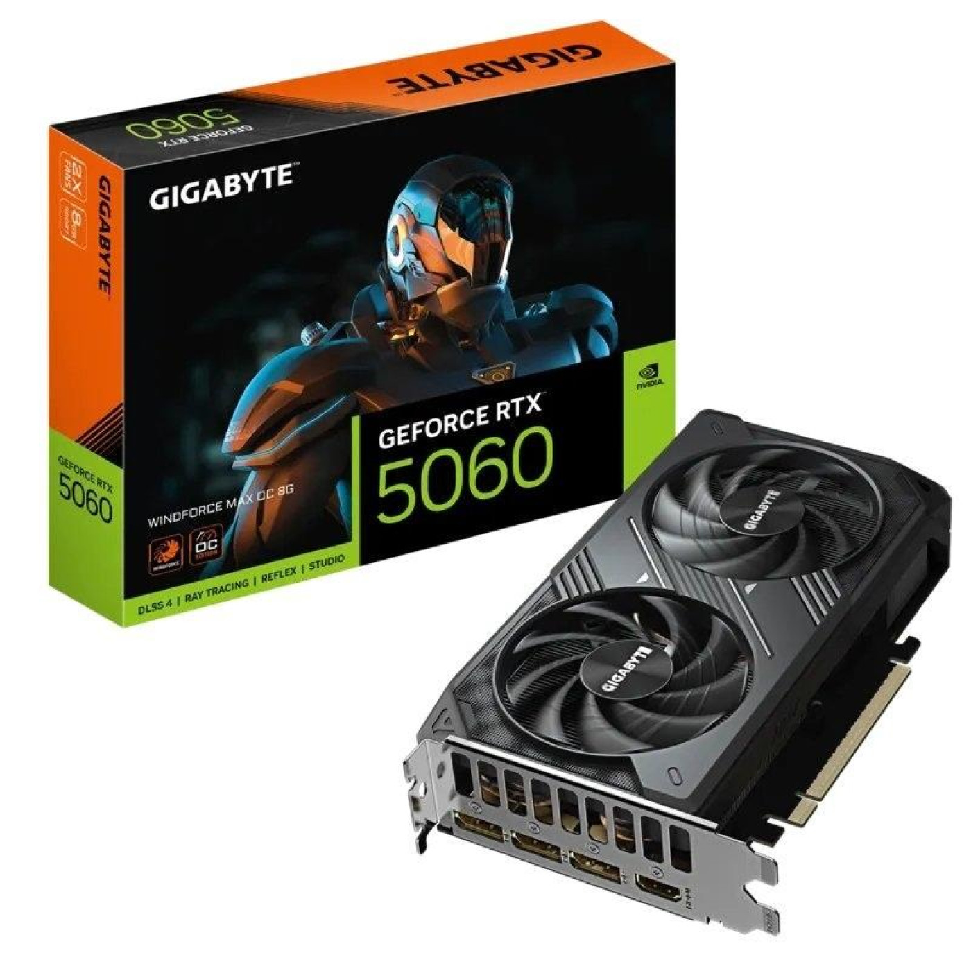 Видеокарта Gigabyte RTX 5060 8G WINDFORCE MAX OC (GV-N5060WF2MAX OC-8GD) (GDDR7, 128 bit, PCI-E v5.0 x16)