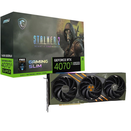 Видеокарта MSI RTX 4070 TI SUPER 16G GAMING SLIM STALKER 2 EDITION (RTX 4070 Ti SUPER 16G GAMING SLIM STALKER 2) (GDDR6X, 256 bit, PCI-E v4.0)