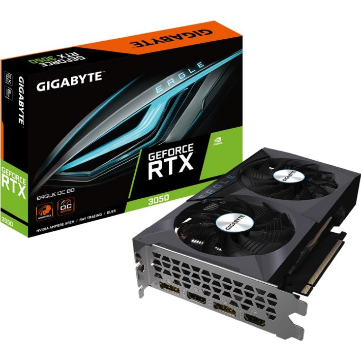 Відеокарта Gigabyte RTX 3050 8GB Eagle (GV-N3050EAGLE-8GD) (GDDR6, 128 bit, PCI-E 4.0 x8) Б/в