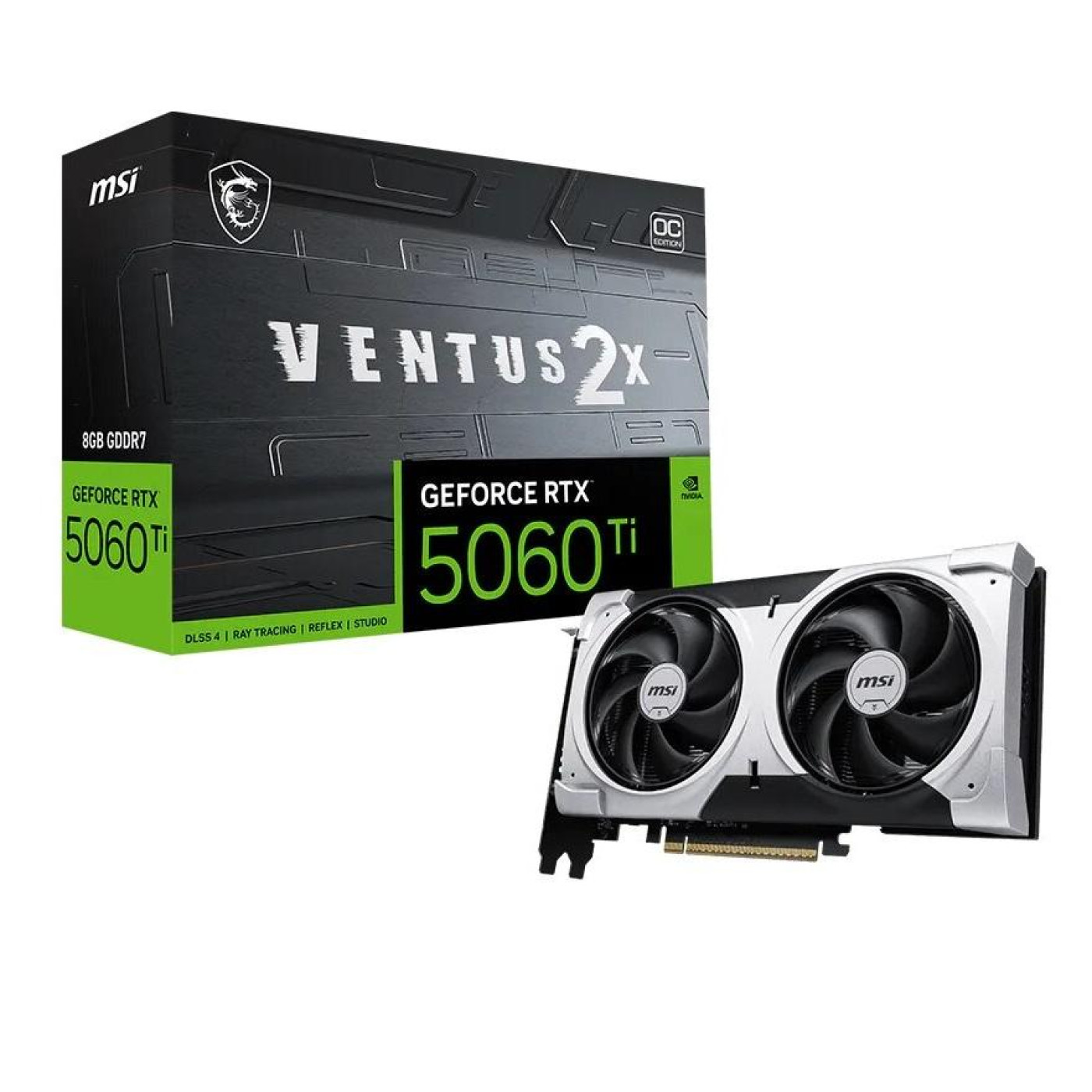 Видеокарта MSI RTX 5060 Ti 8G VENTUS 2X OC PLUS (RTX 5060 Ti 8G VENTUS 2X OC PLUS) (GDDR7, 128 bit, PCI-E v5.0 x8)