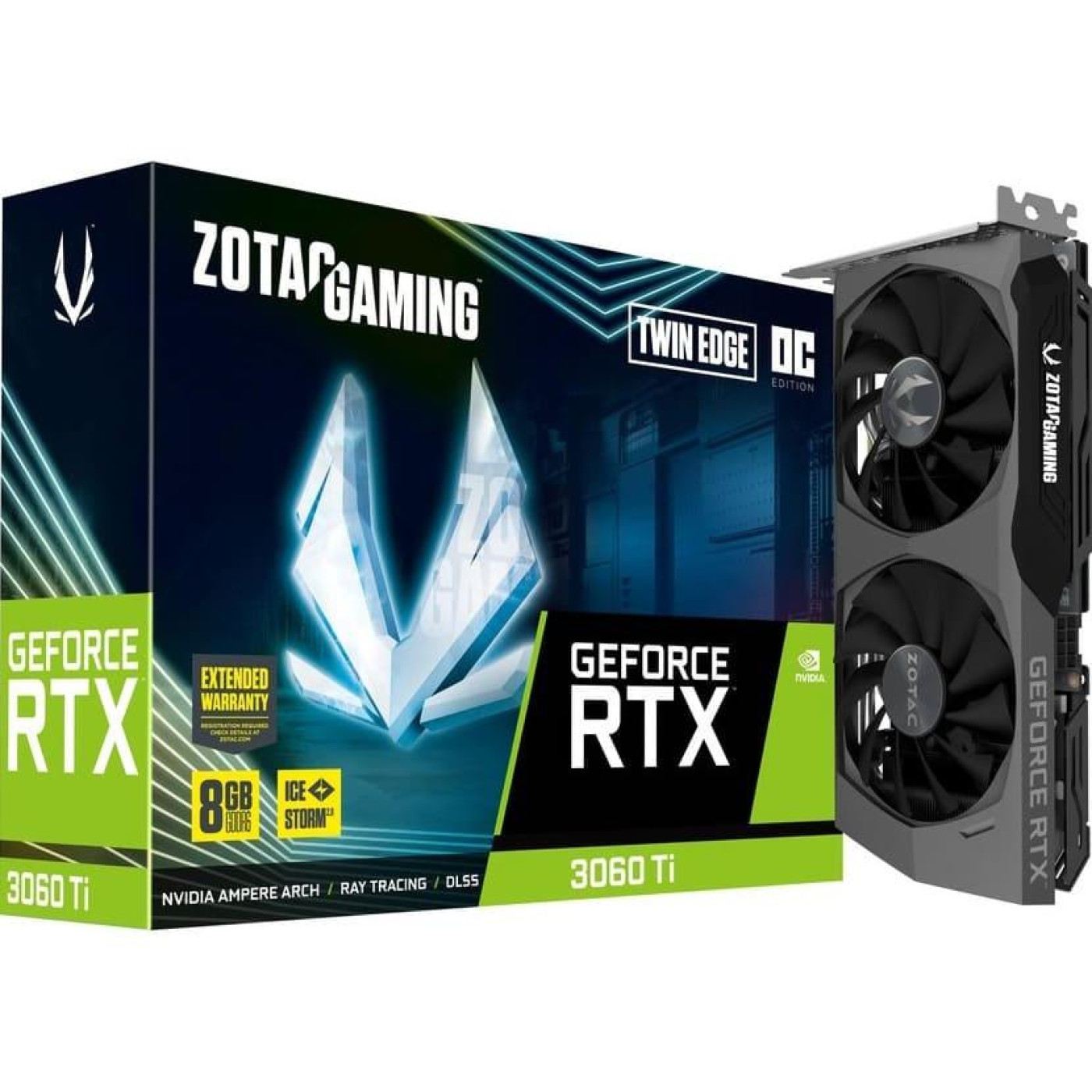 Відеокарта Zotac RTX 3060Ti 8Gb Gaming Twin Edge OC (ZT-A30610H-10M) (GDDR6, 256 bit, PCI-E v4.0 x16) Б/в