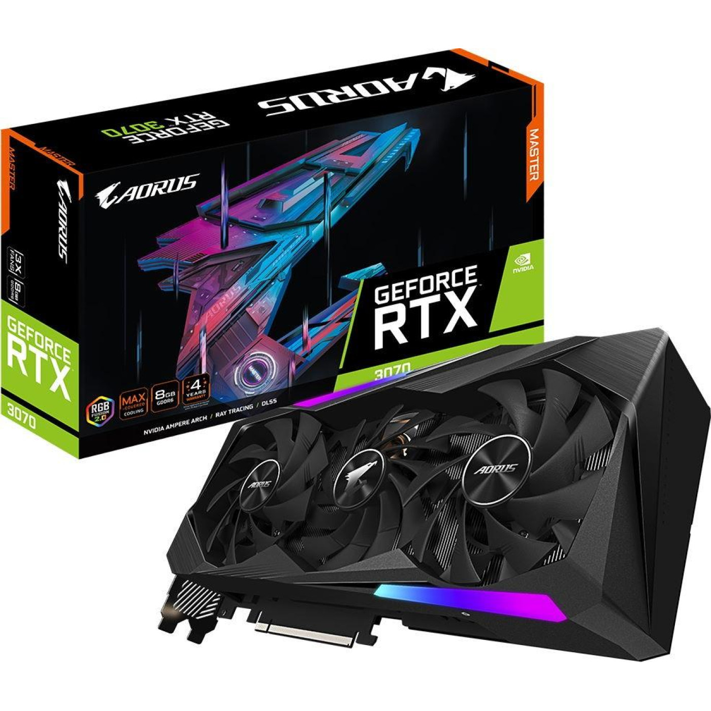 Відеокарта Gigabyte RTX 3070 8Gb Aorus Master LHR (GV-N3070AORUS M-8GD) (GDDR6, 256 bit, PCI-E v4.0 x16) Б/в