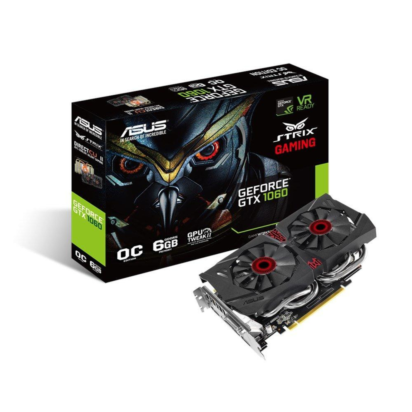 Відеокарта ASUS GTX 1060 6Gb Strix (STRIX-GTX1060-DC2O6G) (GDDR5, 192 bit, PCI-E 3.0 x16) Б/в