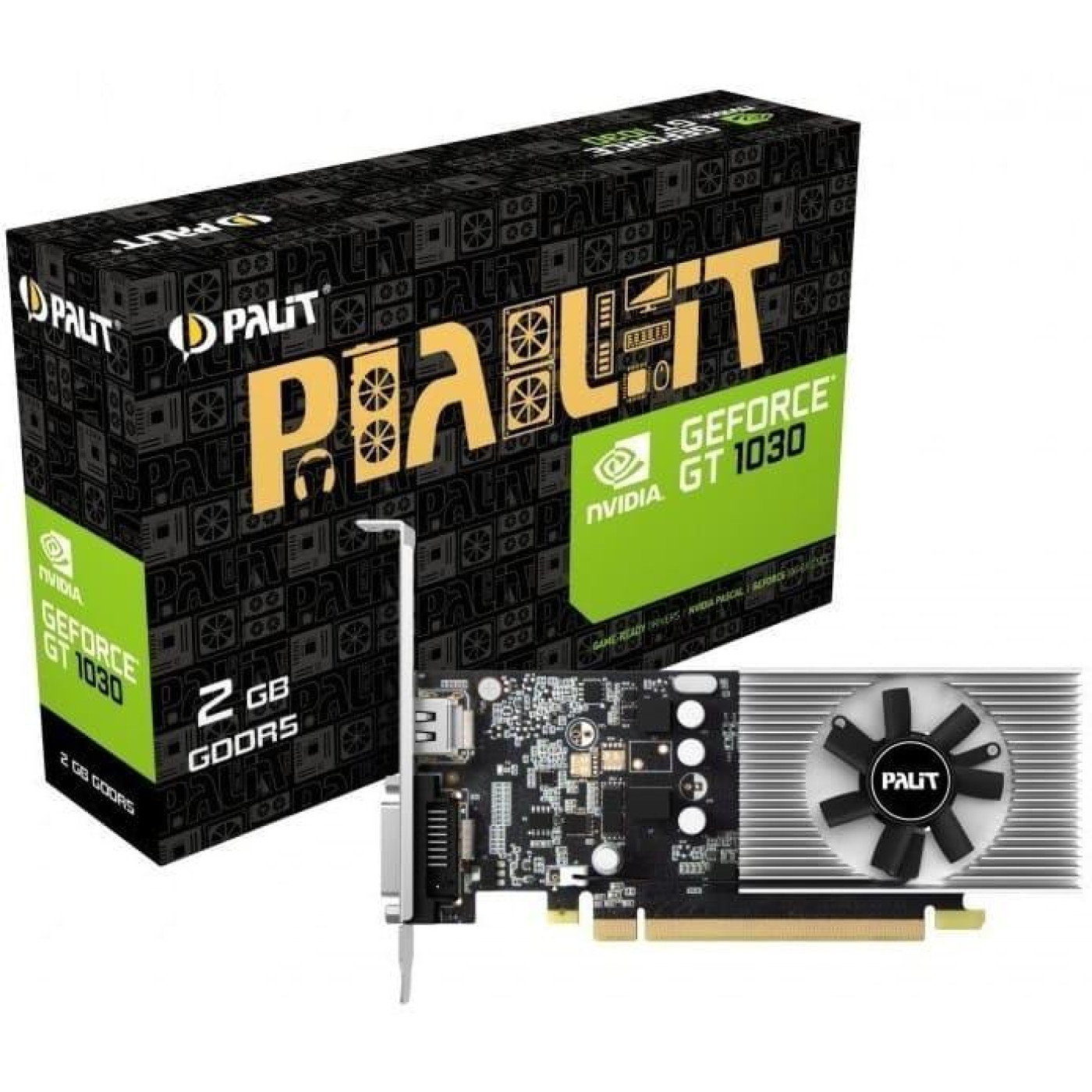 Відеокарта Palit GT 1030 2GB (NE5103000646-1080F) (GDDR5, 64 bit, PCI-E 3.0 x16) Б/в