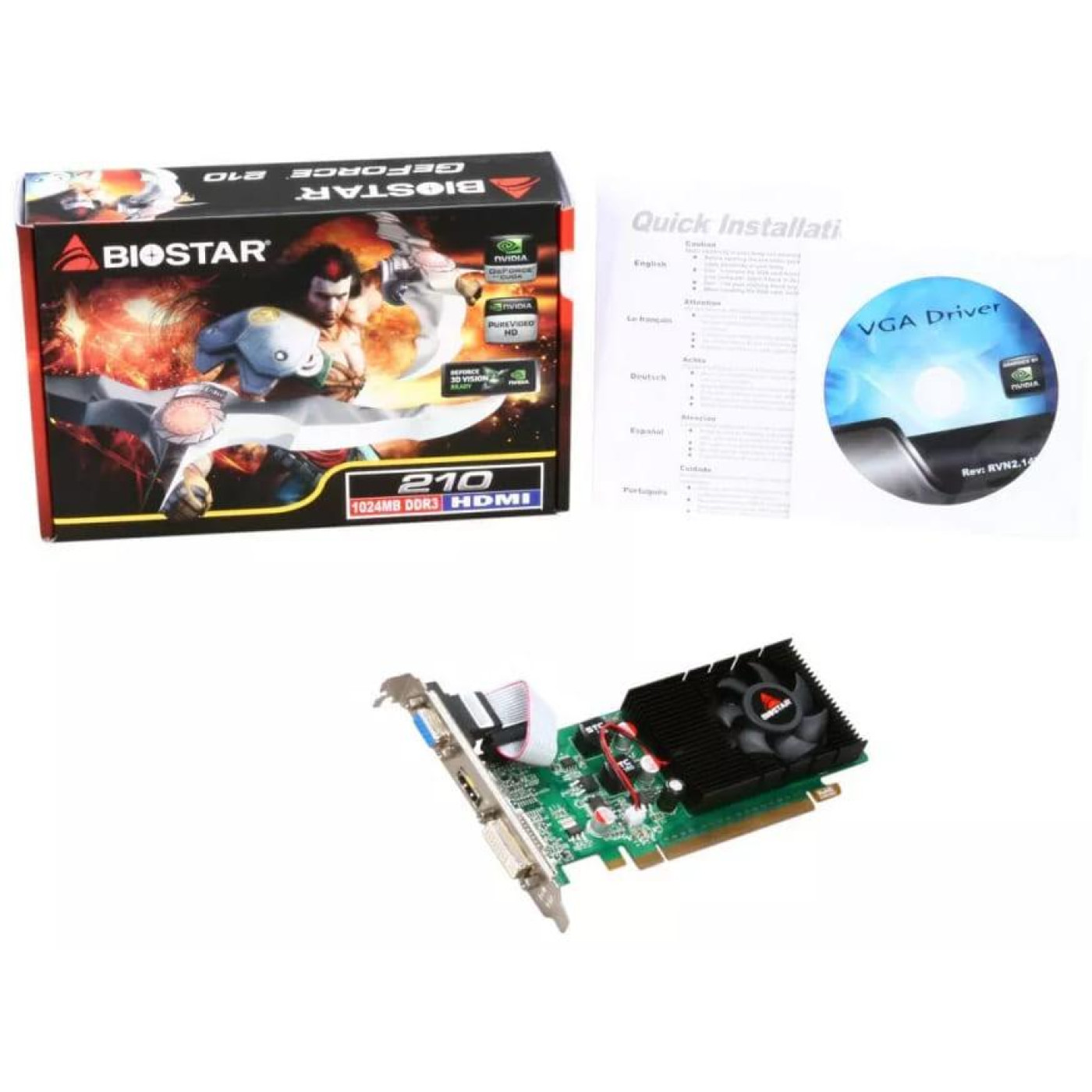Видеокарта Biostar GT 210 1GB D3 LP (VN2103NHG6) (GDDR3, 64 bit, PCI-E 2.0 x16)