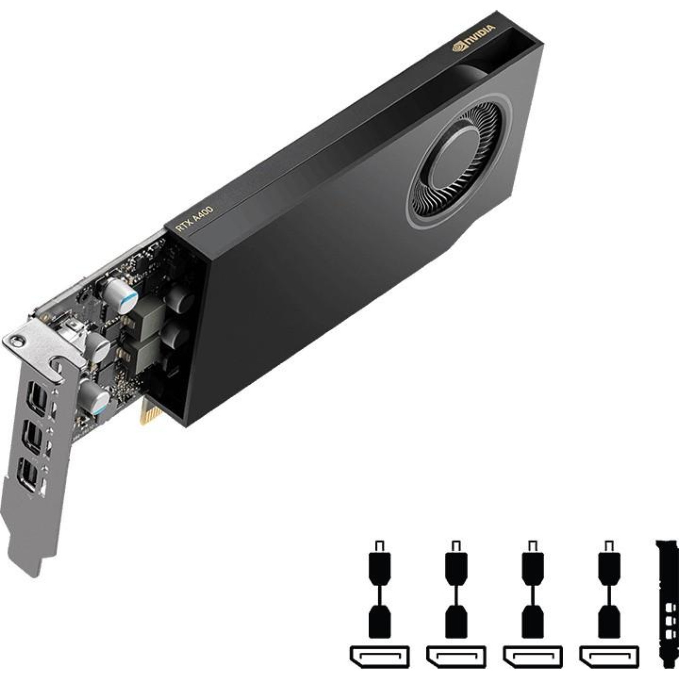 Відеокарта PNY RTX A400 4GB LP BOX (VCNRTXA400-PB) (GDDR6, 64 bit, PCI-E v4.0 x8)