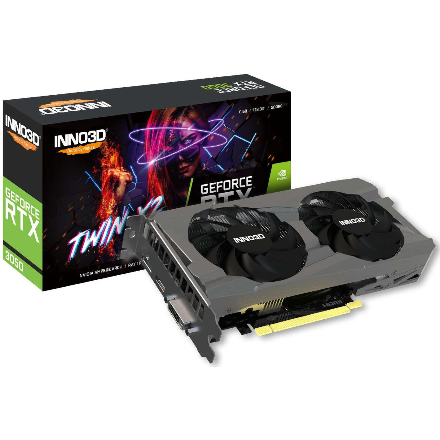 Відеокарта Inno3D RTX 3050 6GB TWIN X2 V2 (N30502-06D6-1880VA60) (GDDR6, PCI-E v4.0 x8)