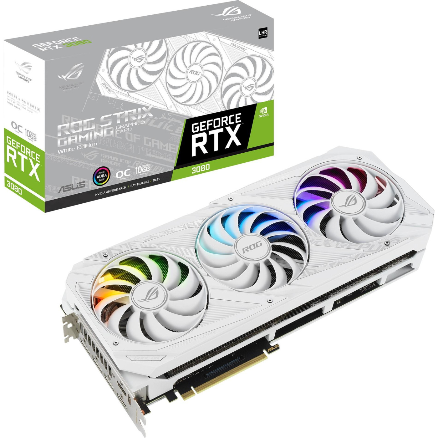 Відеокарта ASUS RTX 3080 10Gb ROG Strix White OC V2 LHR (ROG-STRIX-RTX3080-O10G-WHITE-V2) (GDDR6X, 320 bit, PCI-E v4.0 x16) Б/в