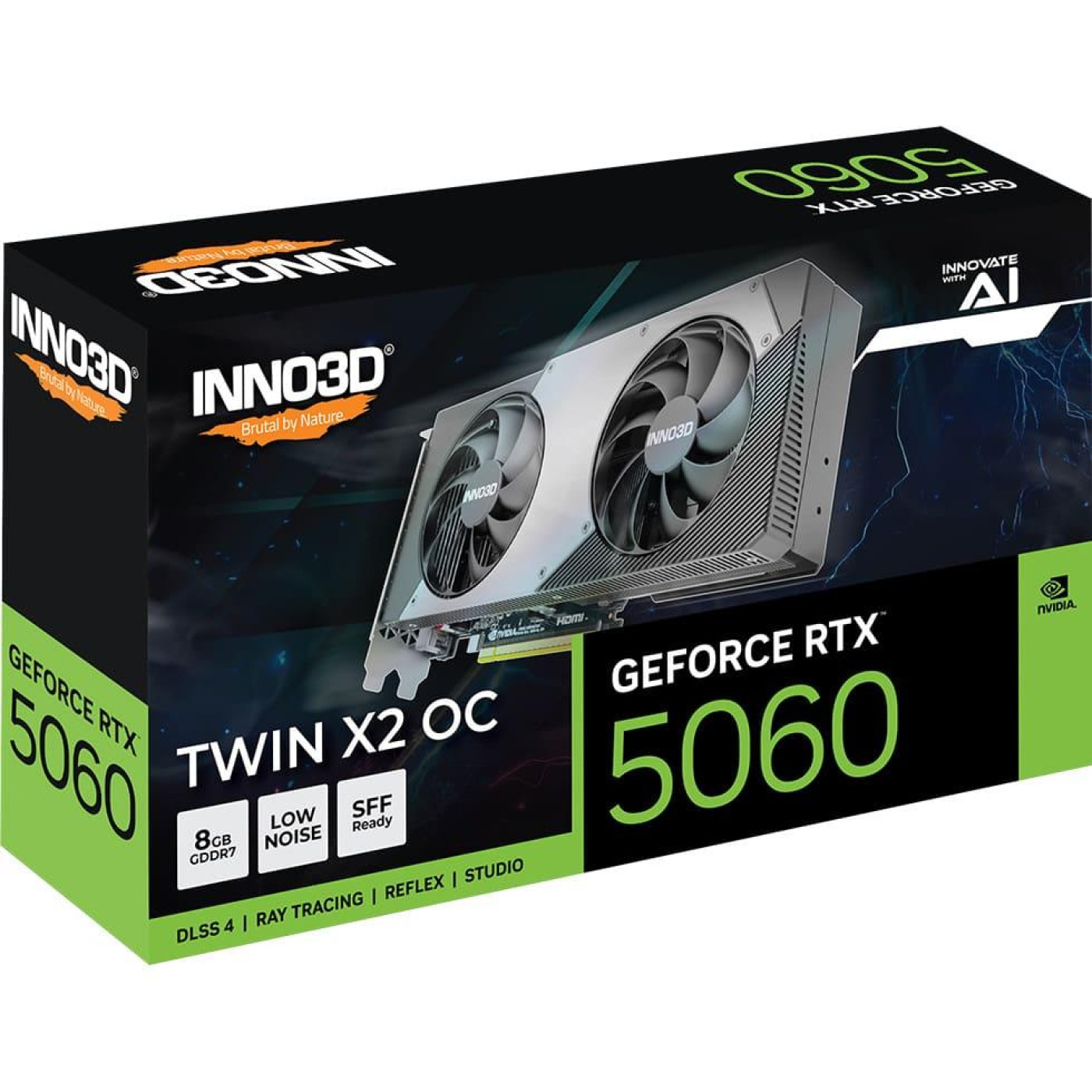 Відеокарта Inno3D RTX 5060 8GB TWIN X2 OC (N50602-08D7X-195070N) (GDDR7, 128 bit, PCI-E v5.0 x16)
