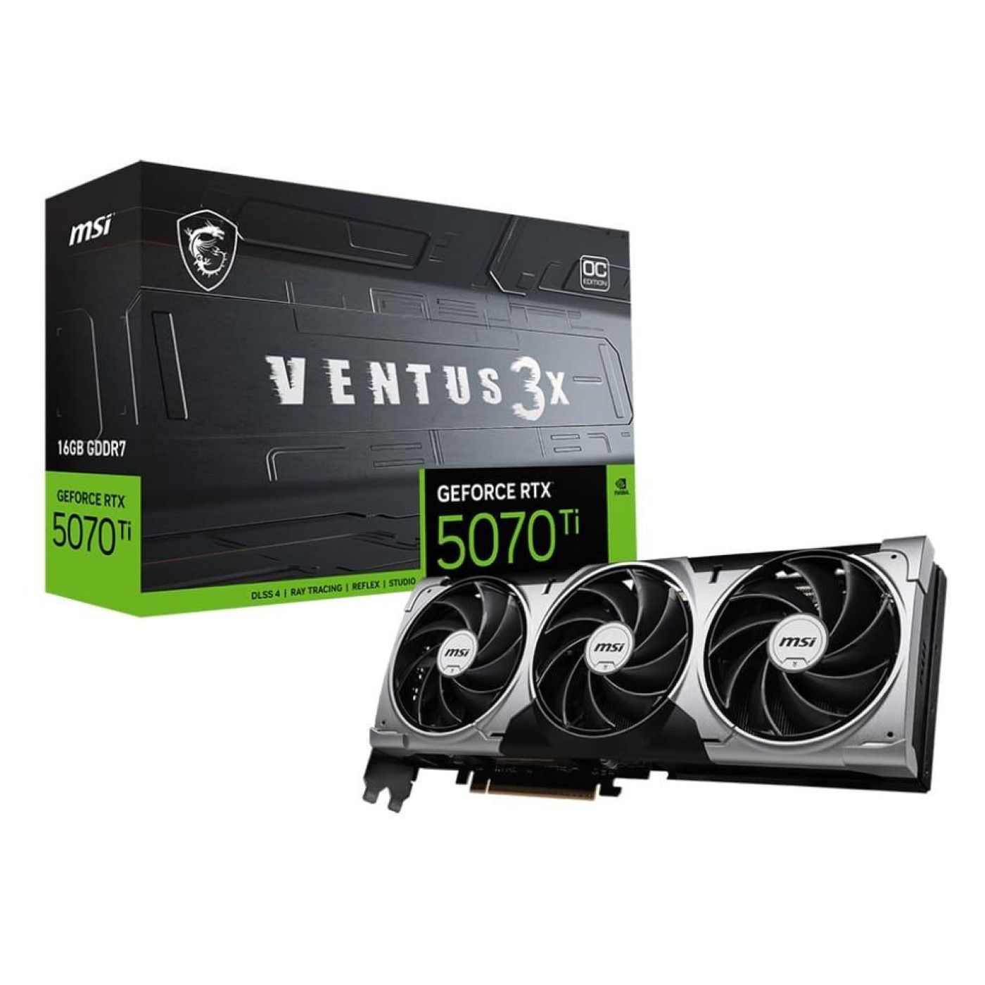 Видеокарта MSI RTX 5070 Ti 16G VENTUS 3X OC (RTX 5070 Ti 16G VENTUS 3X OC) (GDDR7, 256 bit, PCI-E v5.0 x16)