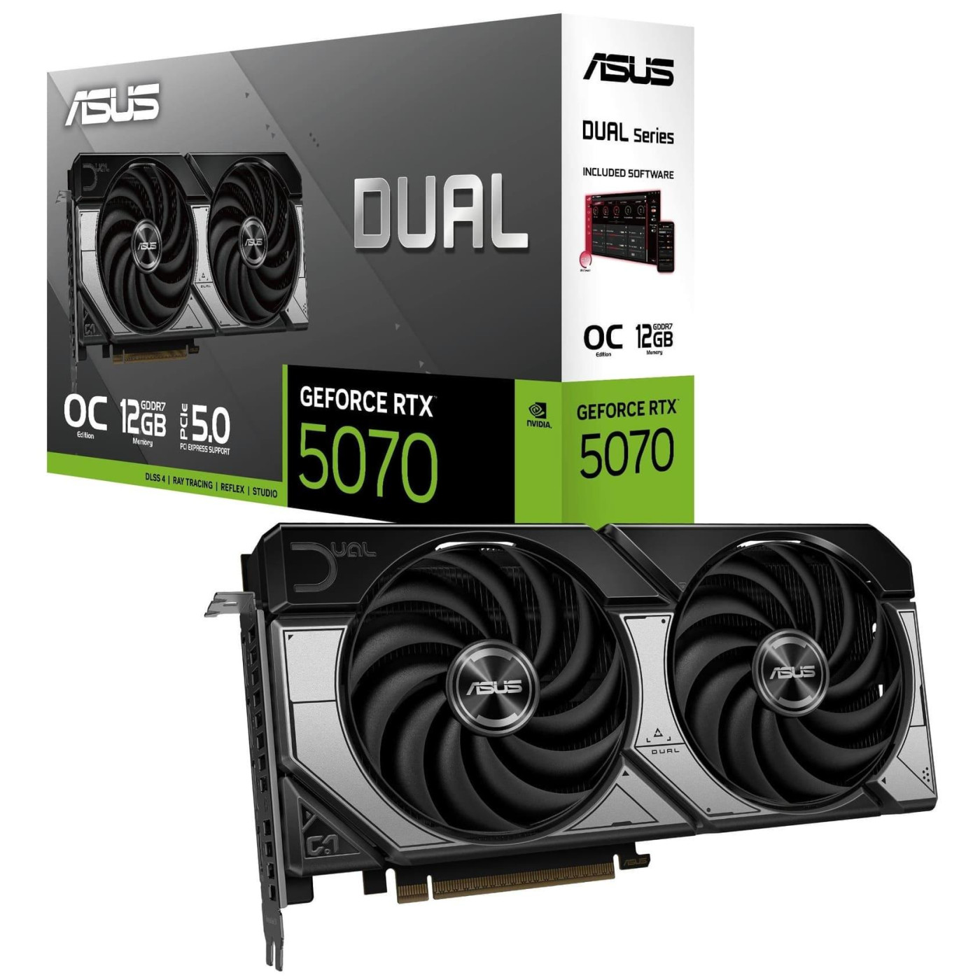 Відеокарта ASUS RTX 5070 12GB DUAL OC (DUAL-RTX5070-O12G) (GDDR7, 192 bit, PCI-E v5.0)