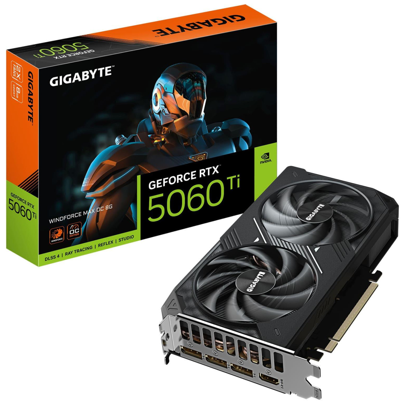 Видеокарта Gigabyte RTX 5060 Ti 8G WINDFORCE MAX OC (GV-N506TWF2MAX OC-8GD) (GDDR7, 128 bit, PCI-E v5.0 x8)