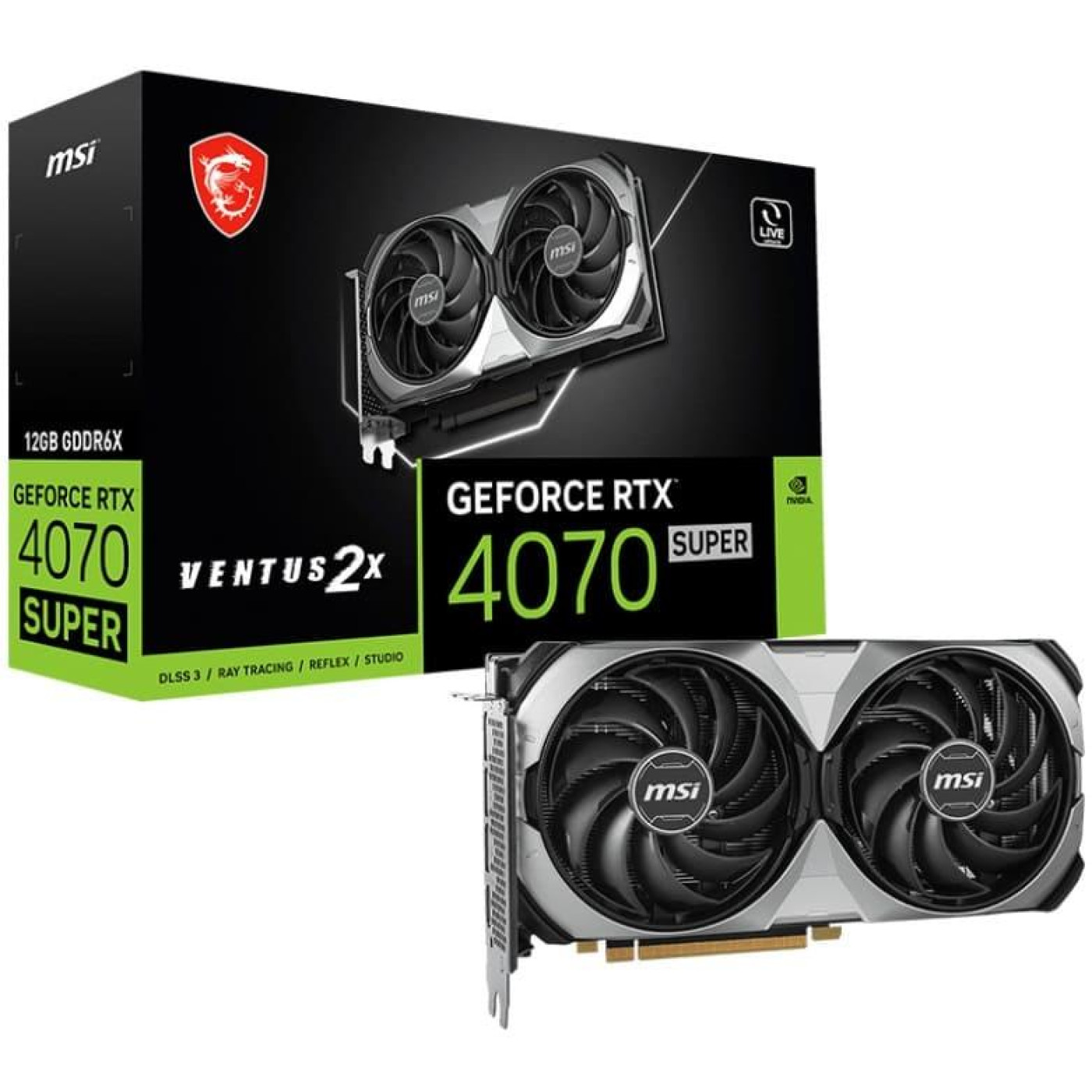 Відеокарта MSI RTX 4070 SUPER 12GB VENTUS 2X (RTX 4070 SUPER 12GB VENTUS 2X) (GDDR6X, 192 bit, PCI-E v4.0 x16) U1
