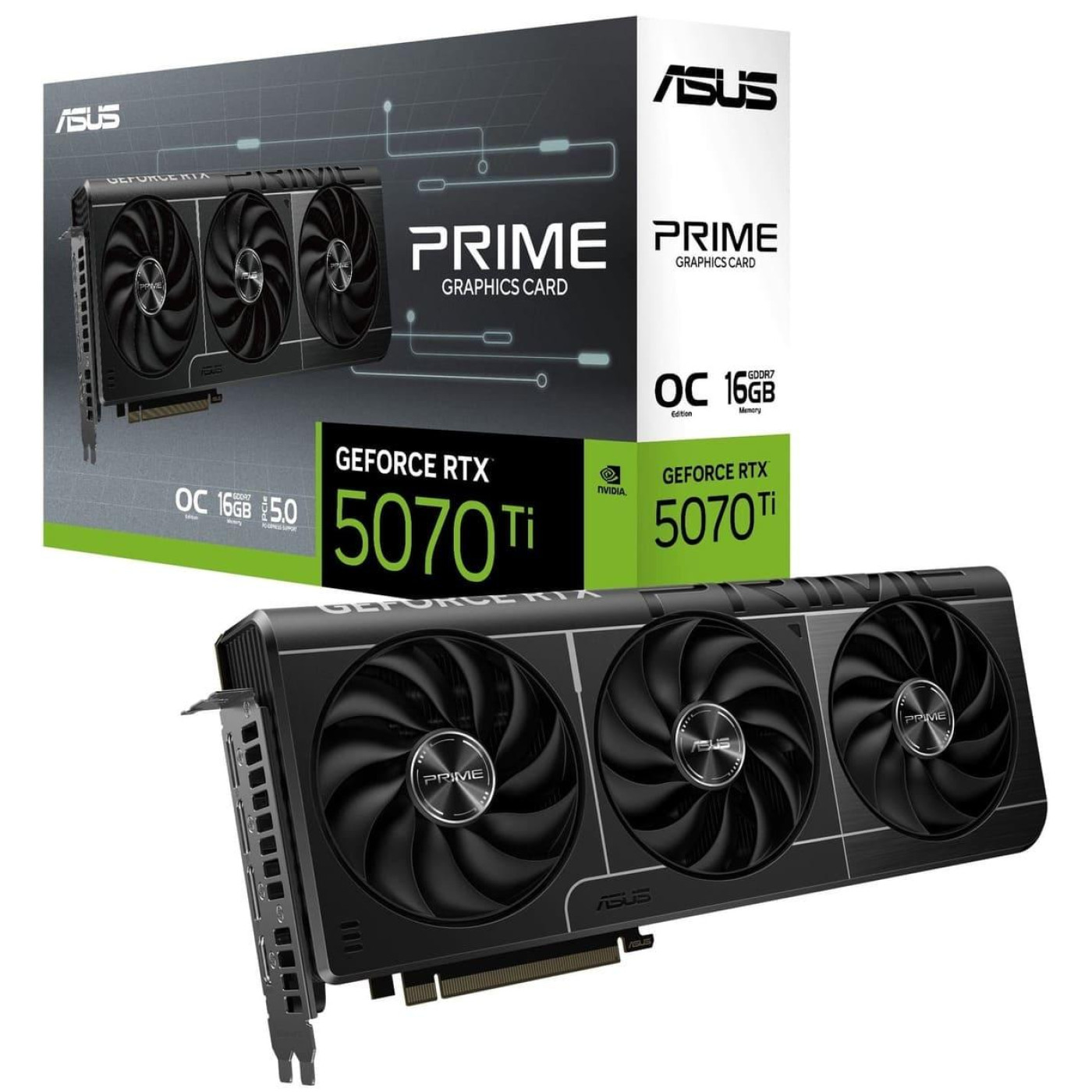 Видеокарта ASUS RTX 5070 Ti 16GB PRIME OC Edition (PRIME-RTX5070TI-O16G) (GDDR7, 256 bit, PCI-E v5.0 x16)