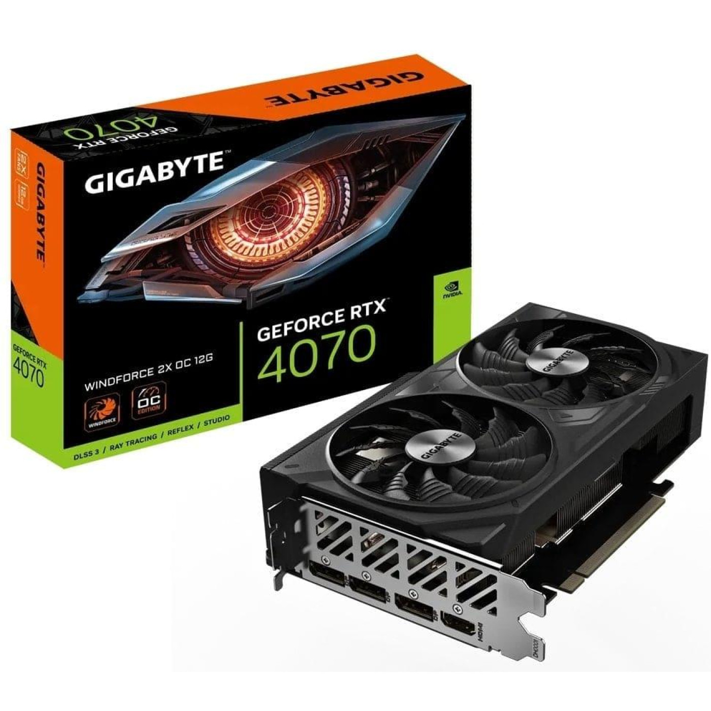 Видеокарта Gigabyte RTX 4070 12GB WINDFORCE 2X OC (GV-N4070WF2OC-12GD) (GDDR6X, 192 bit, PCI-E 4.0 x16) Б/у