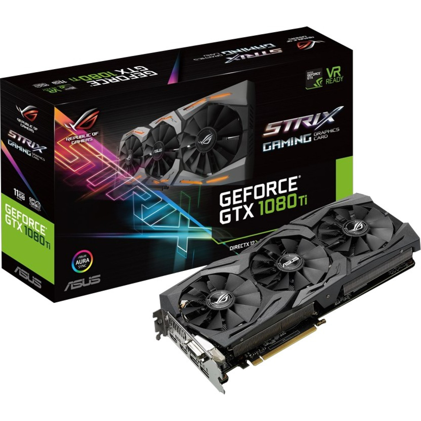 Видеокарта ASUS GTX 1080Ti 11Gb Strix (ROG-STRIX-GTX1080TI-11G-GAMING) (GDDR5X, 352 bit, PCI-E 3.0 x16) Б/у