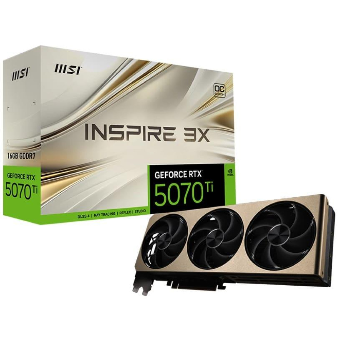 Відеокарта MSI RTX 5070 Ti 16G INSPIRE 3X OC PLUS (RTX 5070 Ti 16G INSPIRE 3X OC PLUS) (GDDR7, 256 bit, PCI-E v5.0 x16)