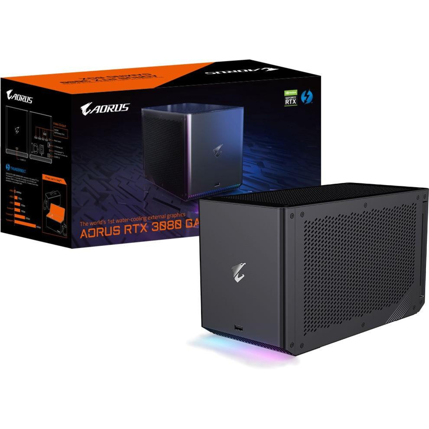 Відеокарта Gigabyte AORUS RTX 3080 10Gb Gaming Box Rev.2.0 LHR (GV-N3080IXEB-10GD rev.2.0) (GDDR6X, 320 bit, PCI-E v4.0) Б/в