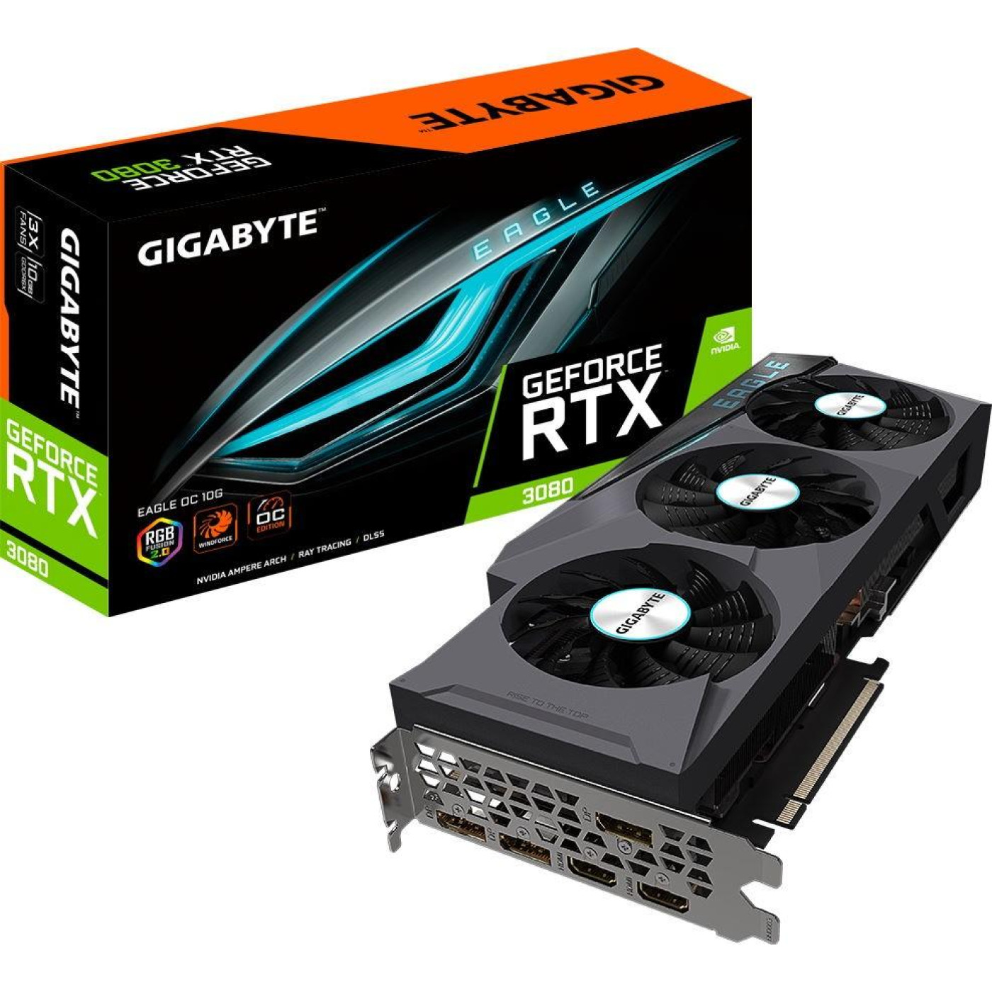 Відеокарта Gigabyte RTX 3080 10Gb EAGLE OC (GV-N3080EAGLE OC-10GD) (GDDR6X, 320 bit, PCI-E v4.0 x16) Б/в