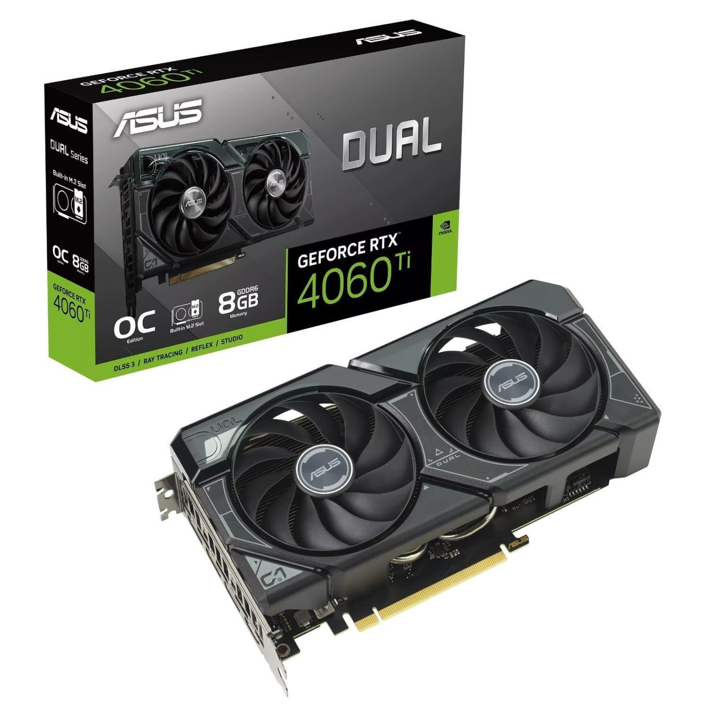 Видеокарта ASUS RTX 4060 Ti 8GB DUAL OC SSD (DUAL-RTX4060TI-O8G-SSD) (GDDR6, 128 bit, PCI-E 4.0 x8)