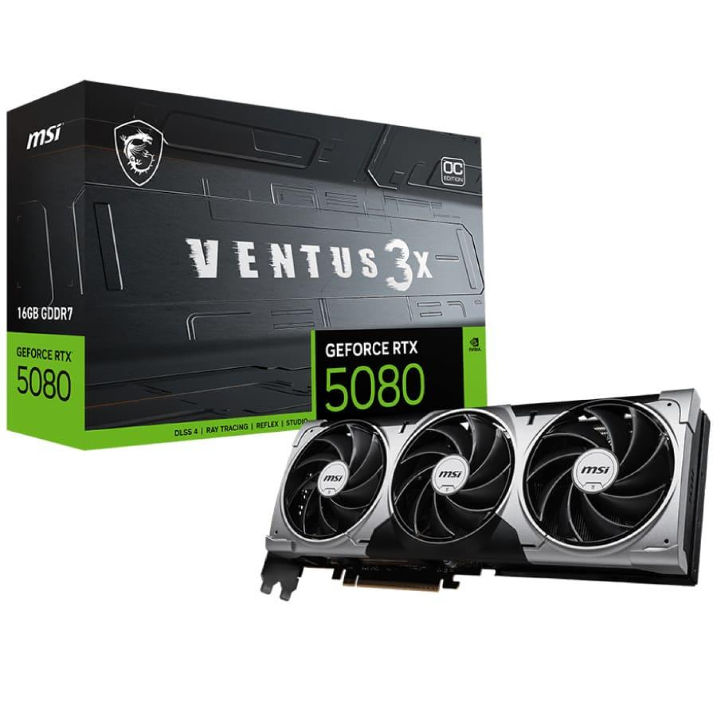Відеокарта MSI RTX 5080 16G VENTUS 3X OC (RTX 5080 16G VENTUS 3X OC) (GDDR7, 256 bit, PCI-E v5.0 x16) Б/в