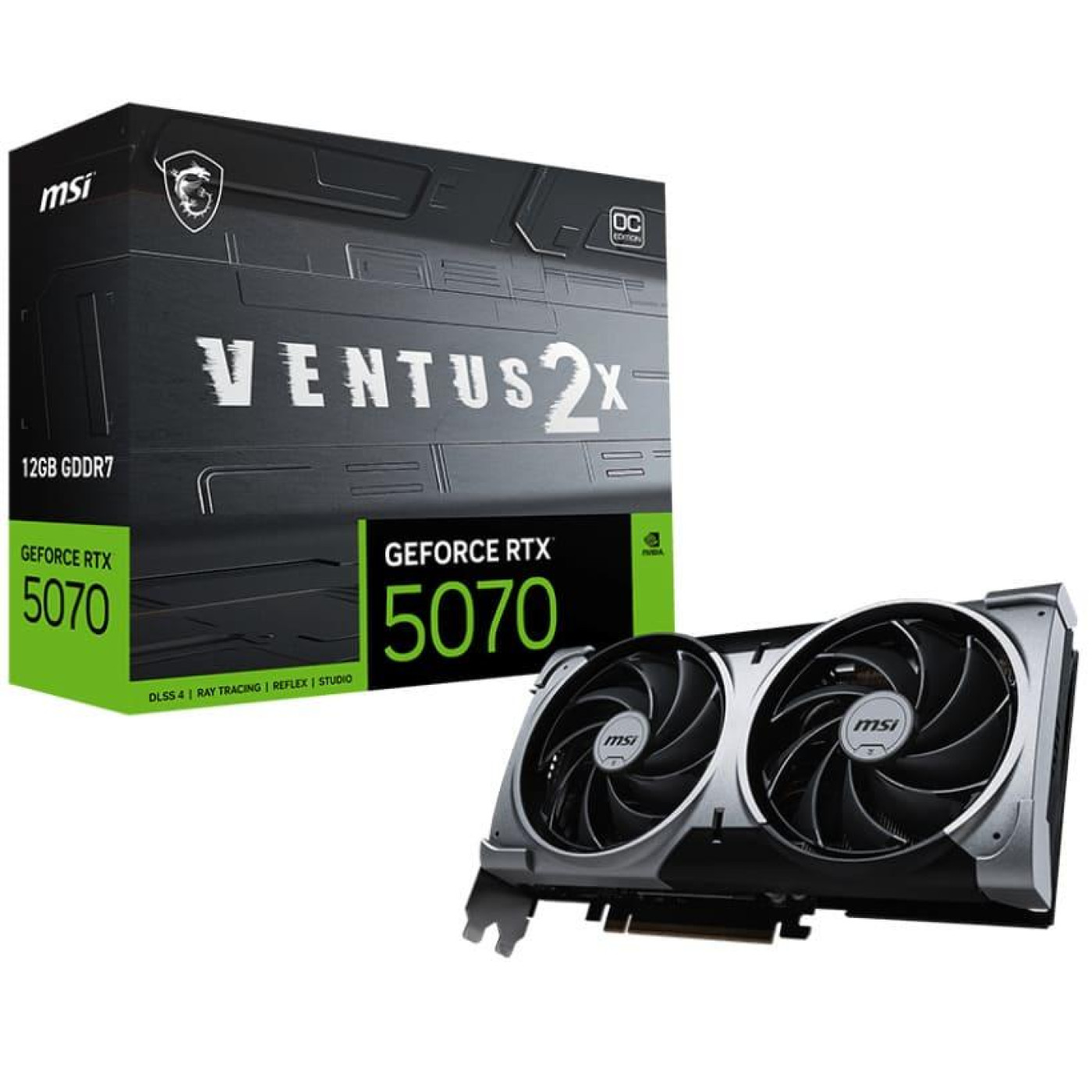 Відеокарта MSI RTX 5070 12G VENTUS 2X OC (RTX 5070 12G VENTUS 2X OC) (GDDR7, 192 bit, PCI-E v5.0)