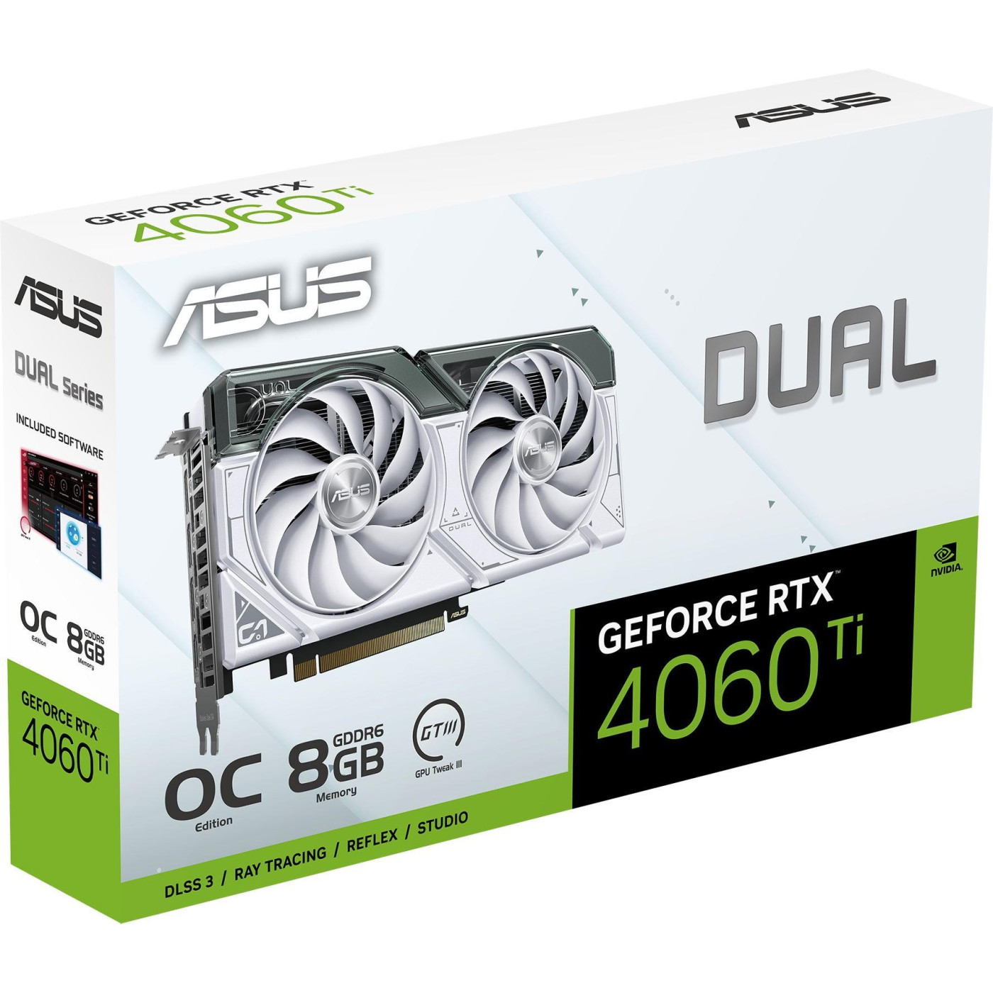 Видеокарта ASUS RTX 4060 TI 8GB DUAL OC WHITE (DUAL-RTX4060TI-O8G-WHITE) (GDDR6, 128 bit, PCI-E v4.0) Б/у