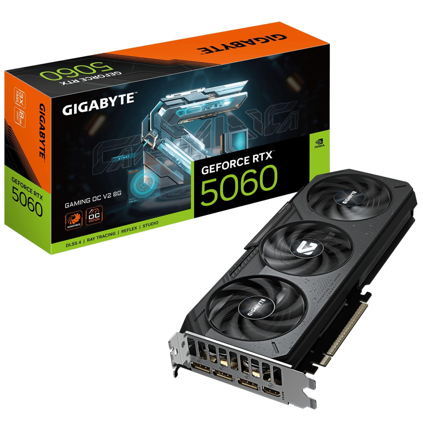 Видеокарта GIGABYTE RTX 5060 8G GAMING OC V2 (GV-N5060GAMING OCV2-8GD) (GDDR7, 128 bit, PCI-E v5.0 x16)