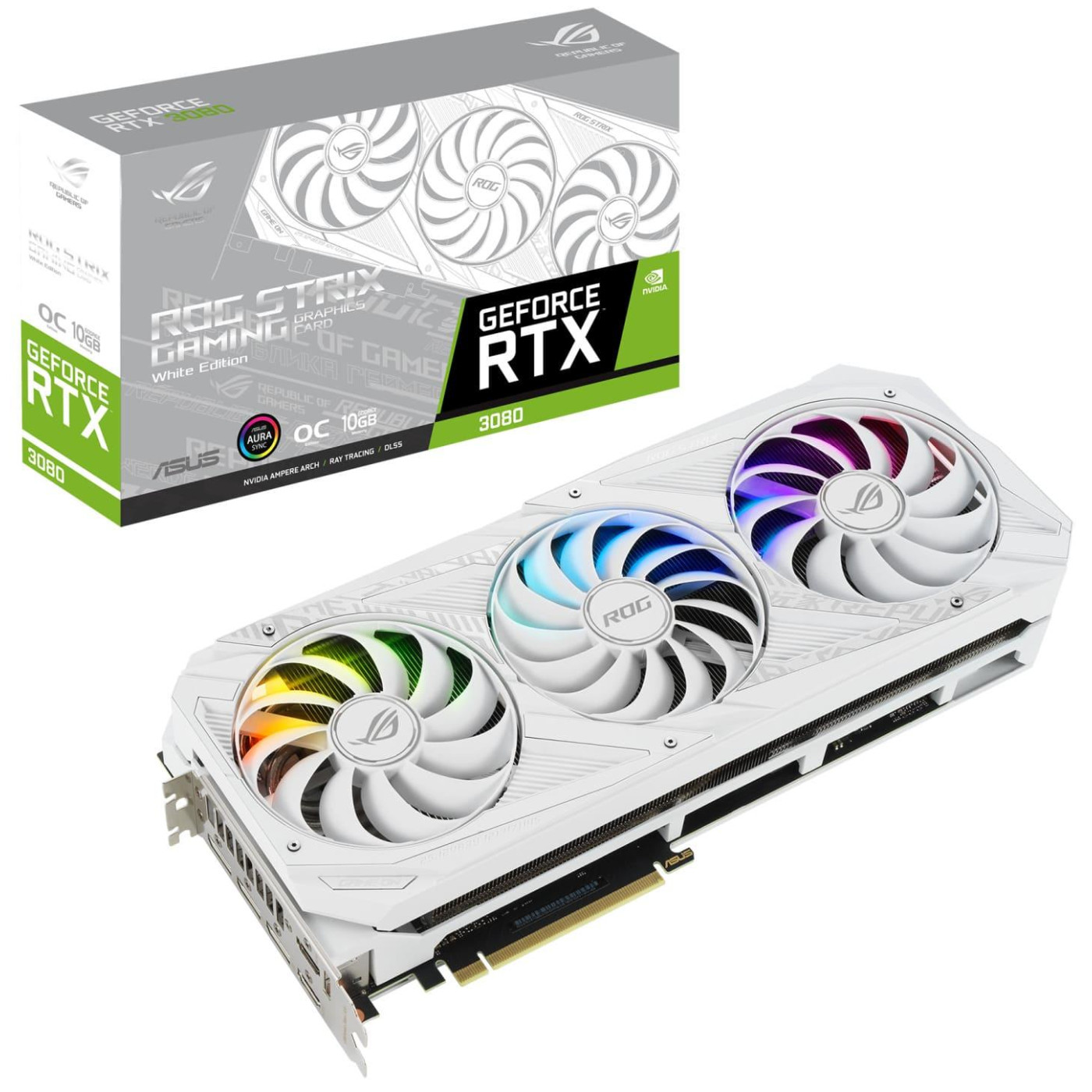 Видеокарта ASUS RTX 3080 10Gb ROG Strix OC White (ROG-STRIX-RTX3080-O10G-WHITE) (GDDR6X, 320 bit, PCI-E v4.0 x16) Б/у